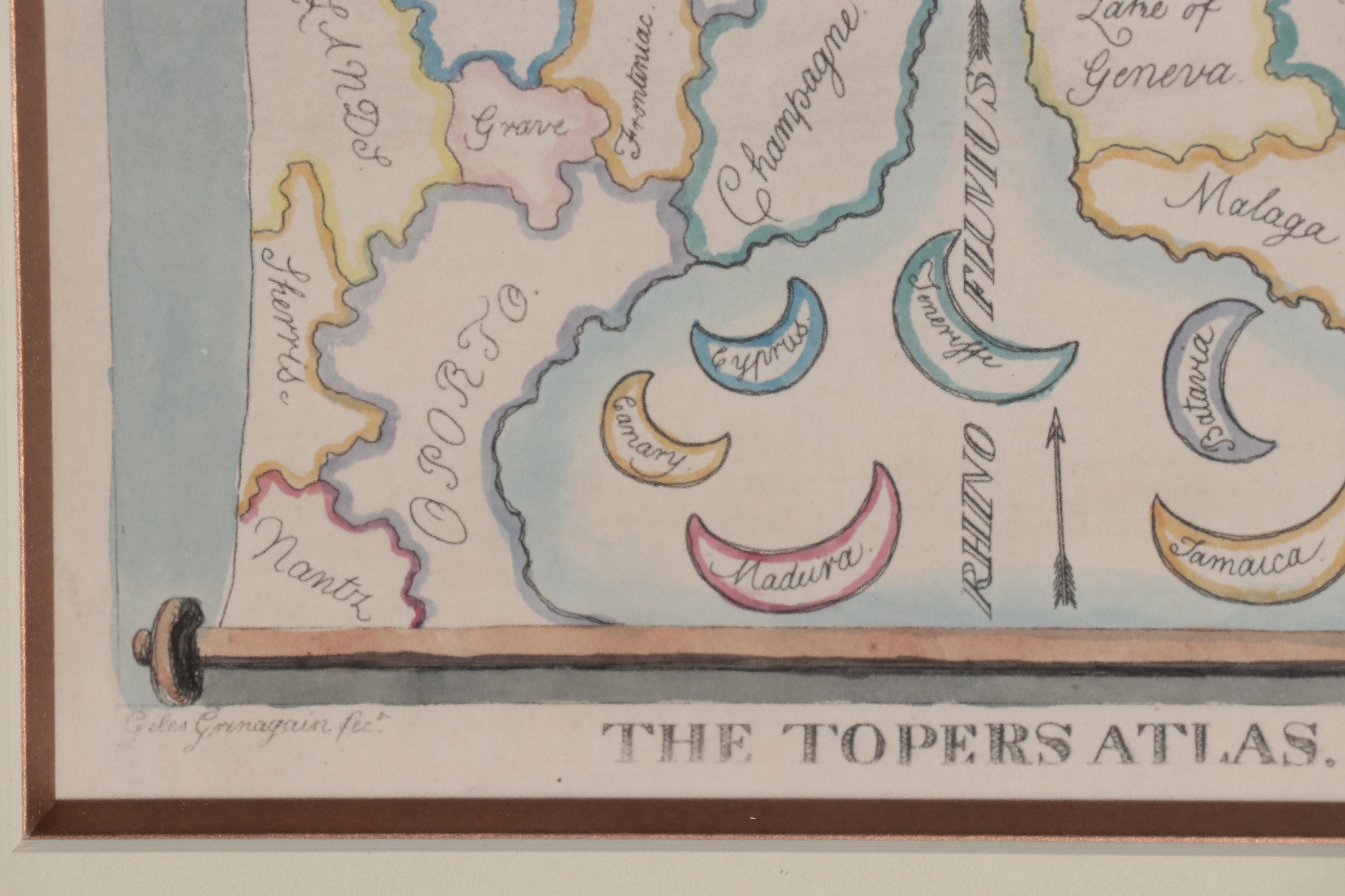 Political Caricature Hand-Colored Lithograph "The Topers Atlas"