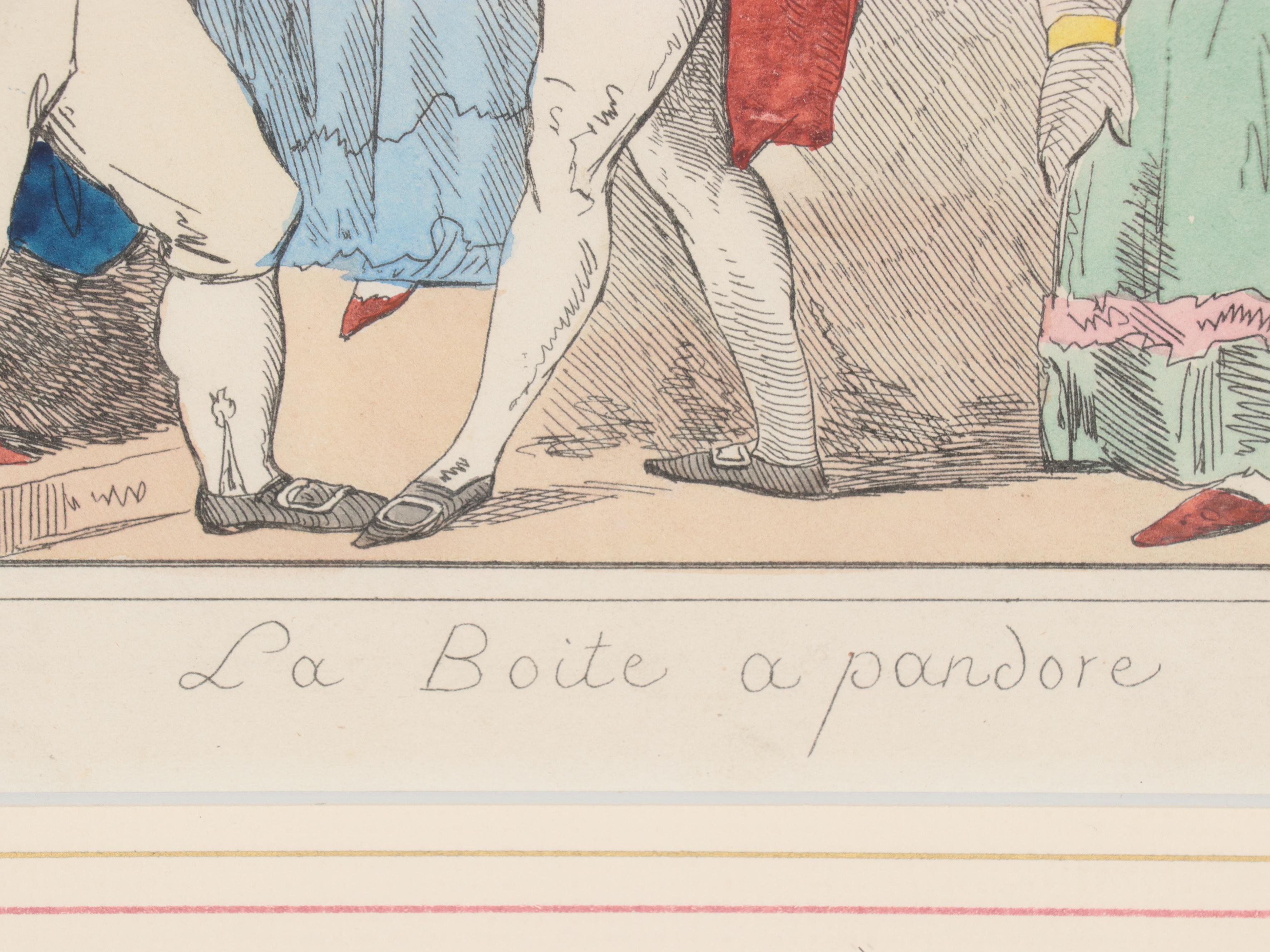 Political Cartoon Hand-Colored Lithograph "La Boite a Pandore"