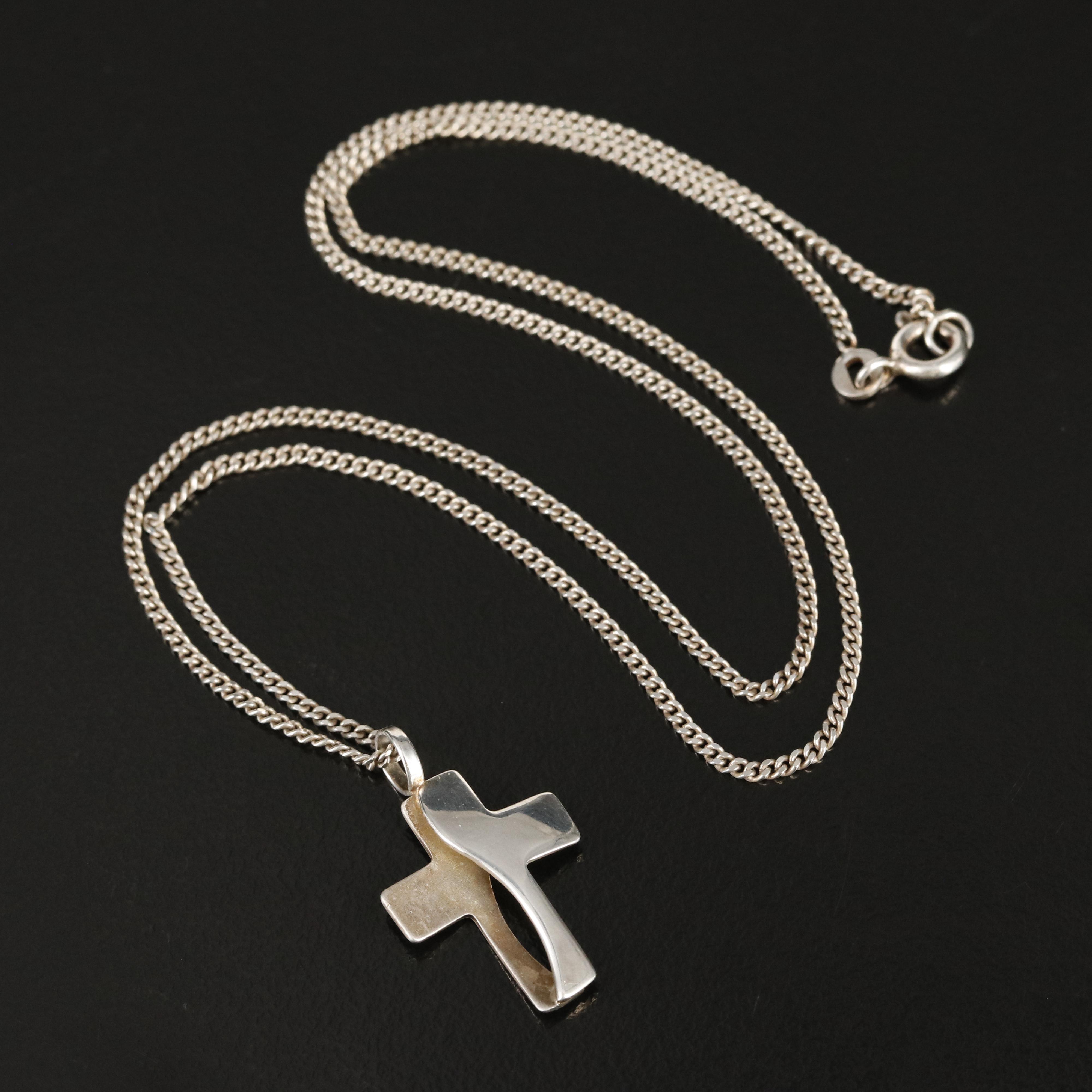 Sterling Cross Pendant Necklace