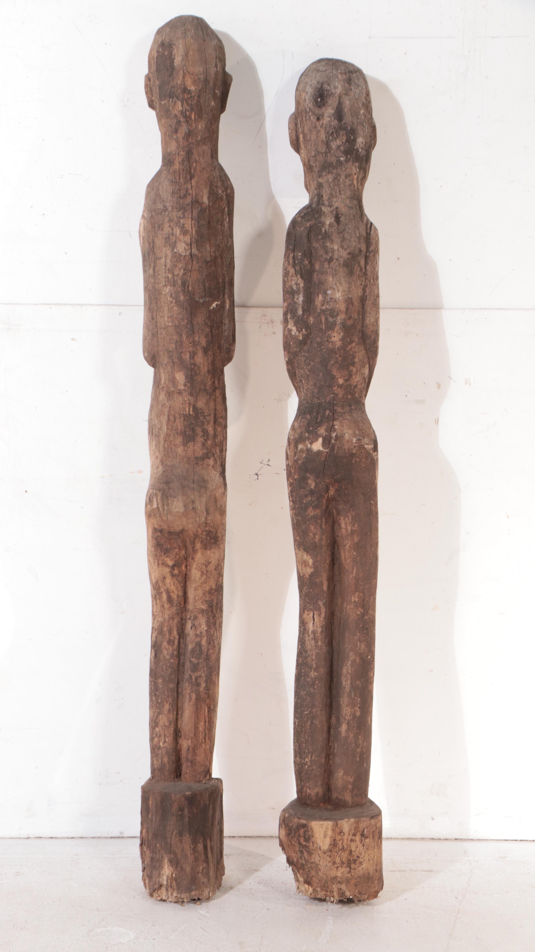 Ifugao Bulul Male and Female Bontoc Pine Figures, Circa 1940
