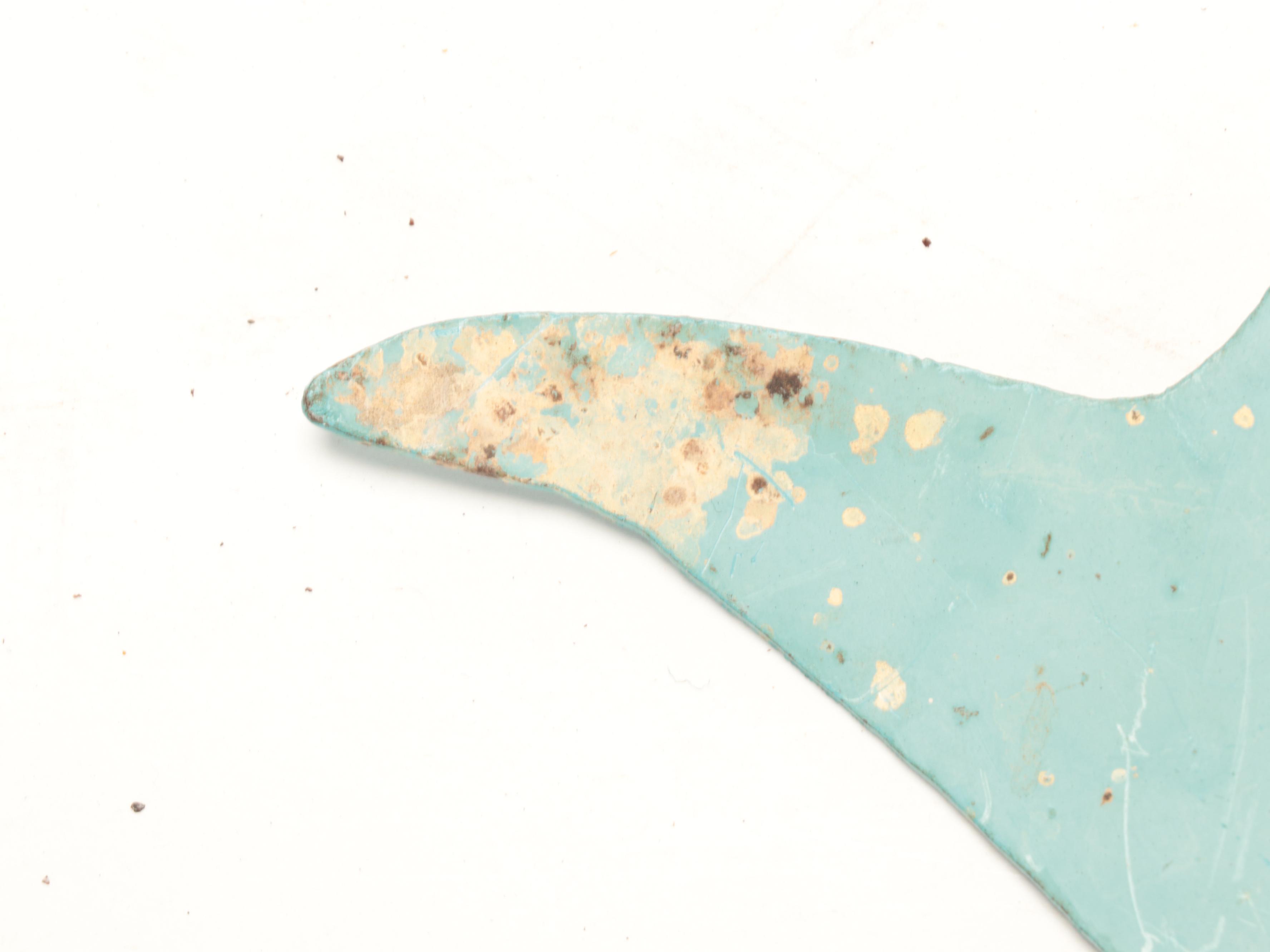 Painted Cutout Metal Dolphins with Kinetic Rooster