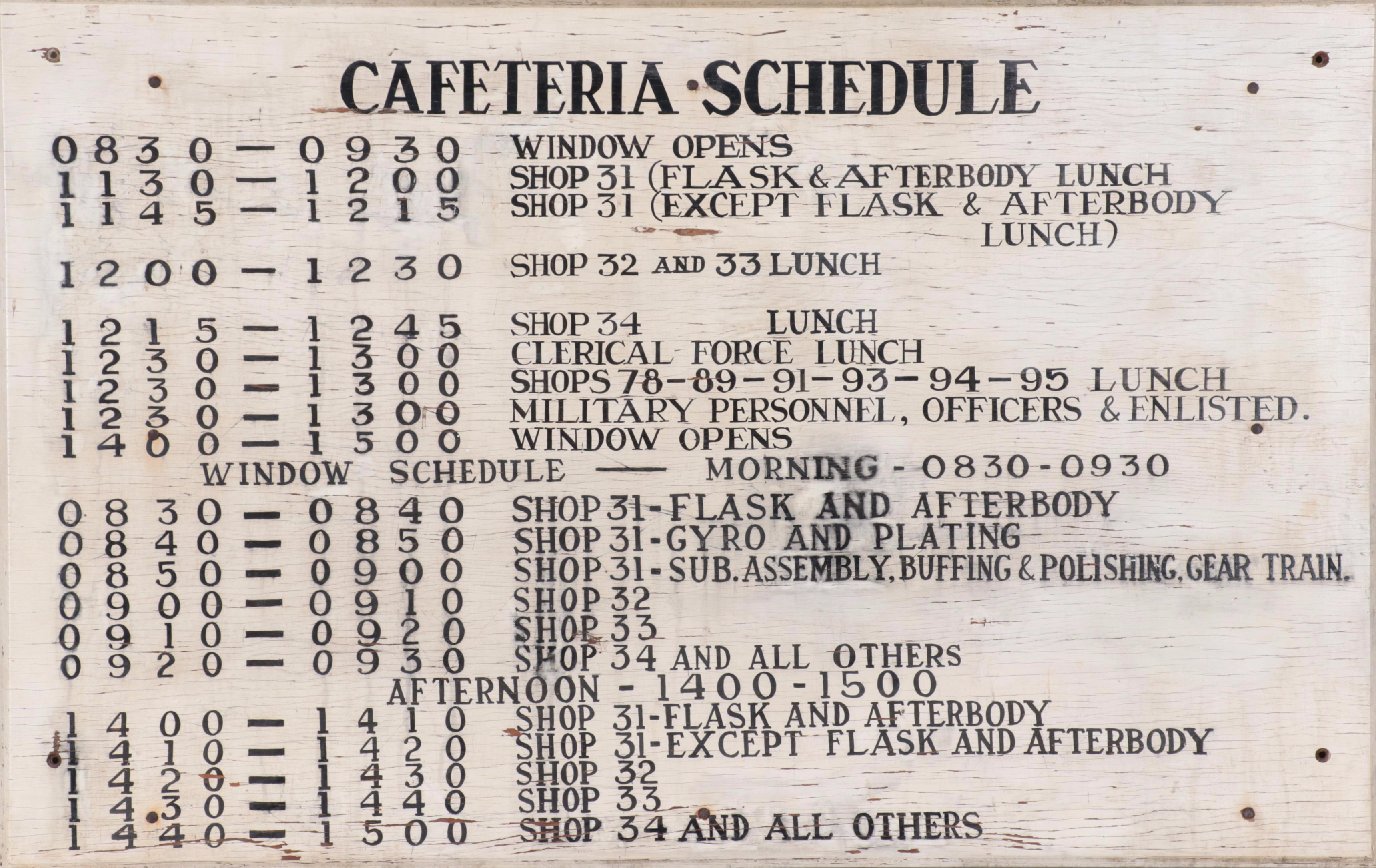 Hand-Painted Military Cafeteria Sign