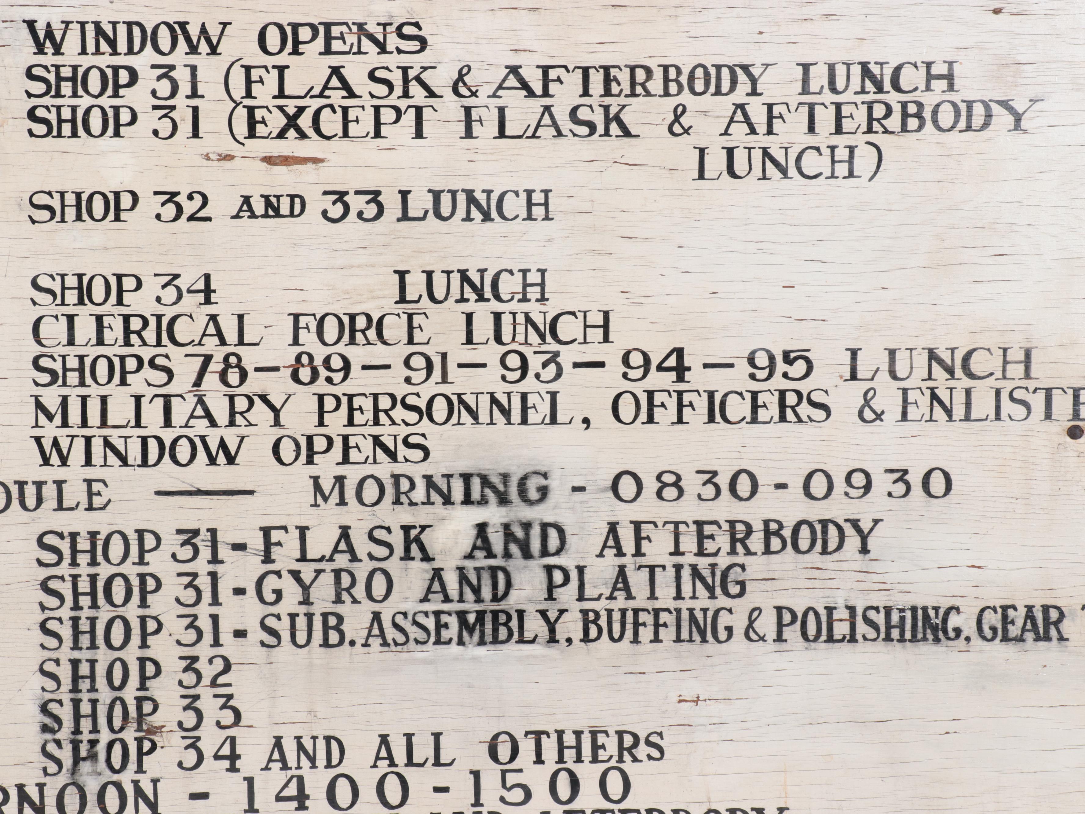 Hand-Painted Military Cafeteria Sign