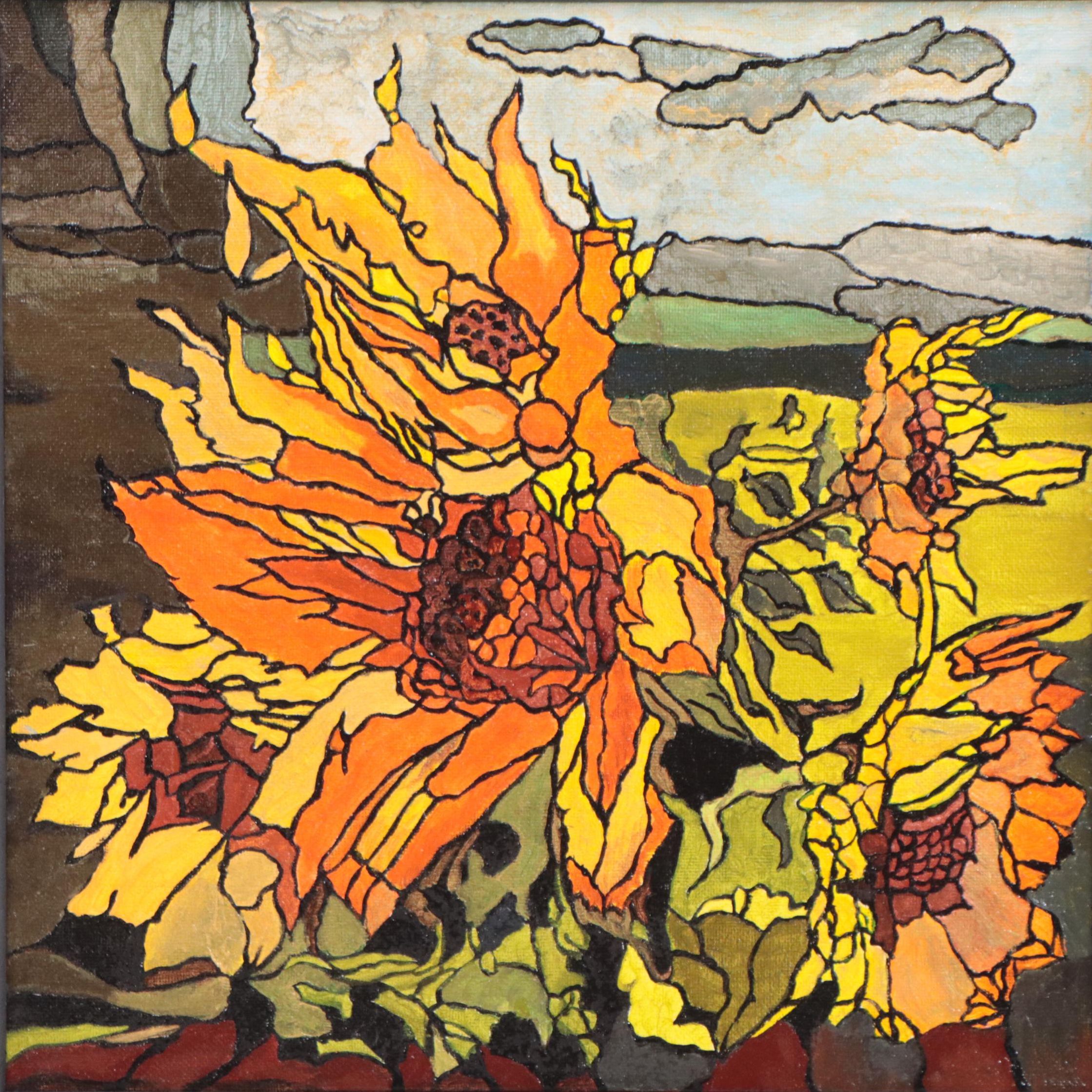 Larissa Sievers Acrylic Painting "Sunflowers," 2023