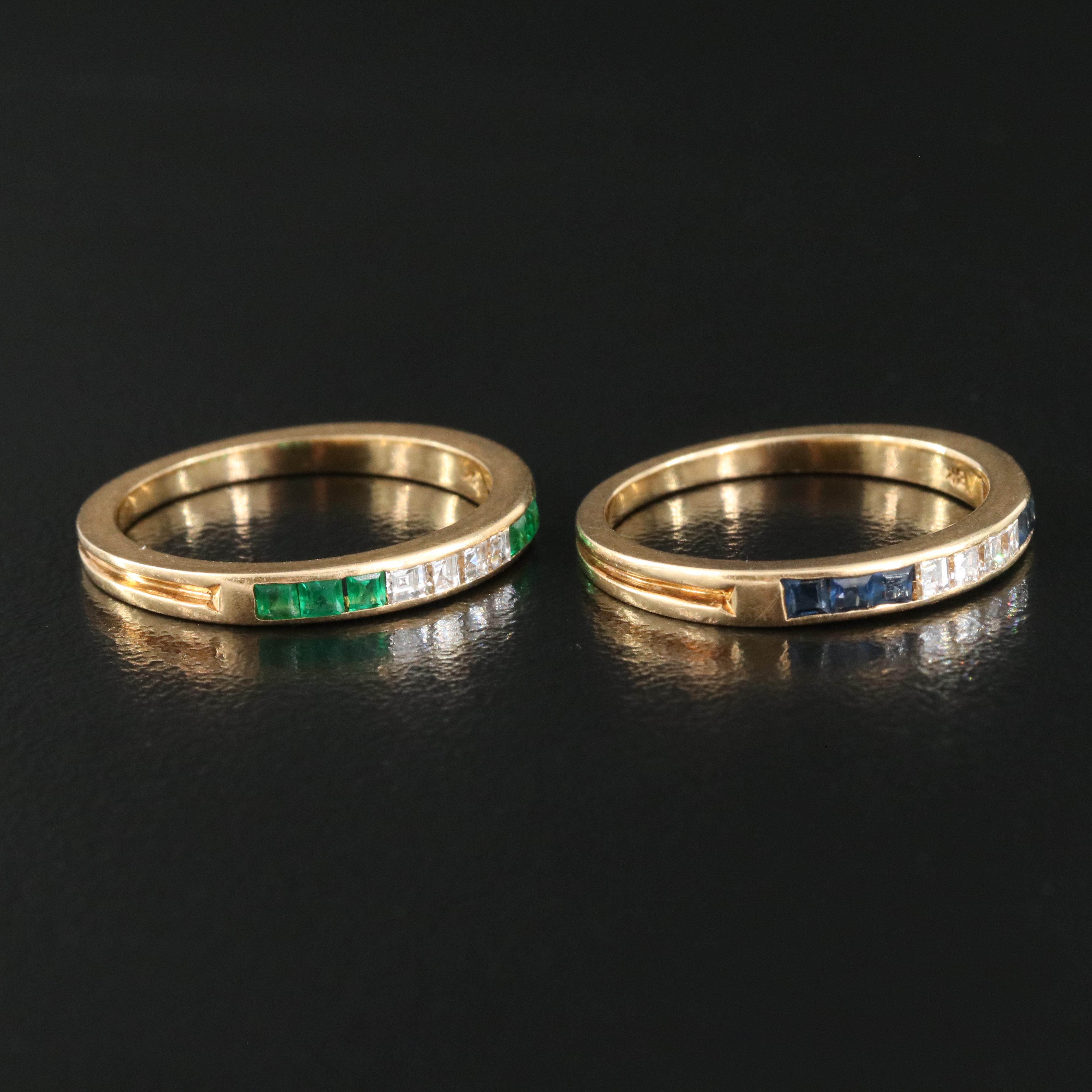 Tiffany & Co. 18K Diamond Bands Including Emerald and Sapphire