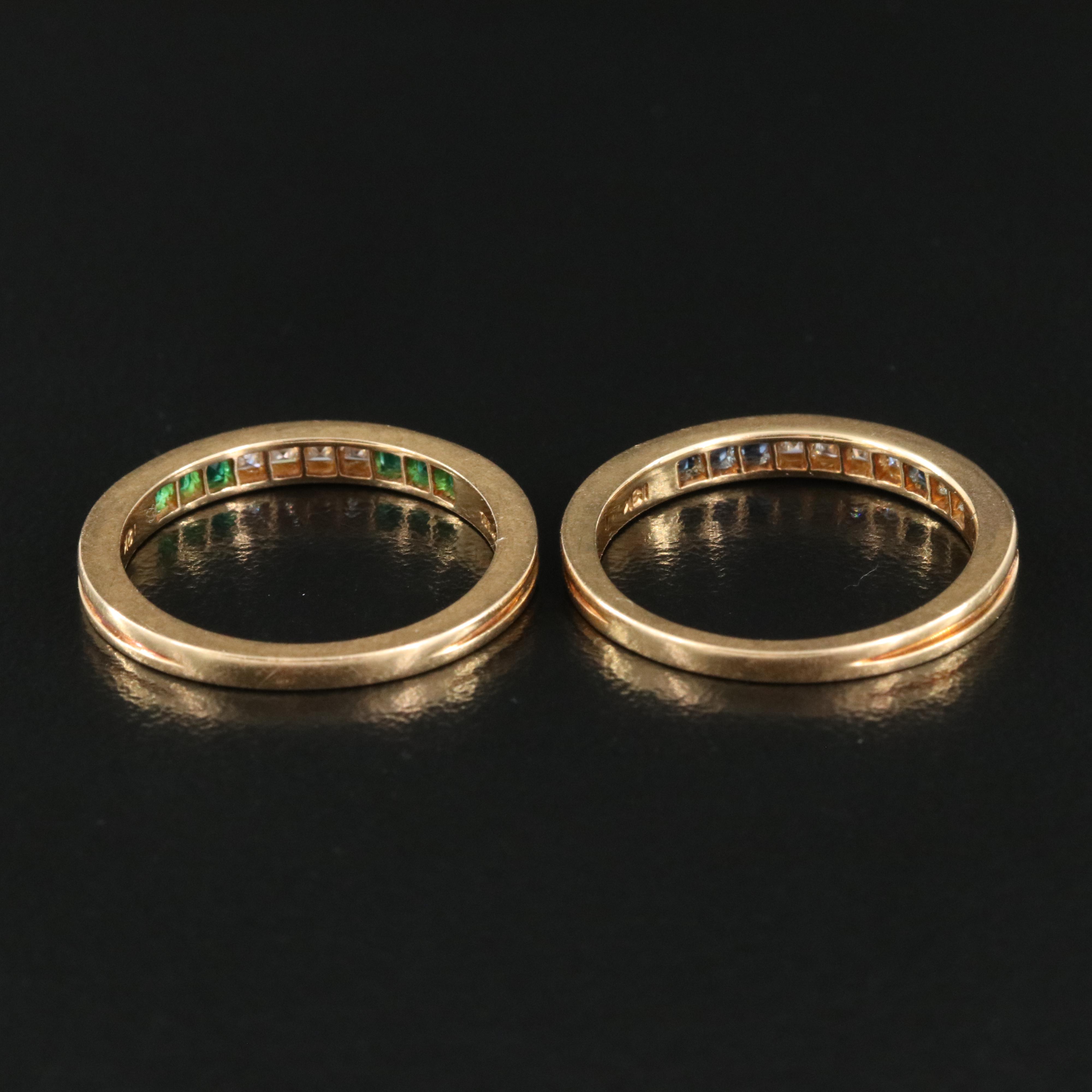 Tiffany & Co. 18K Diamond Bands Including Emerald and Sapphire