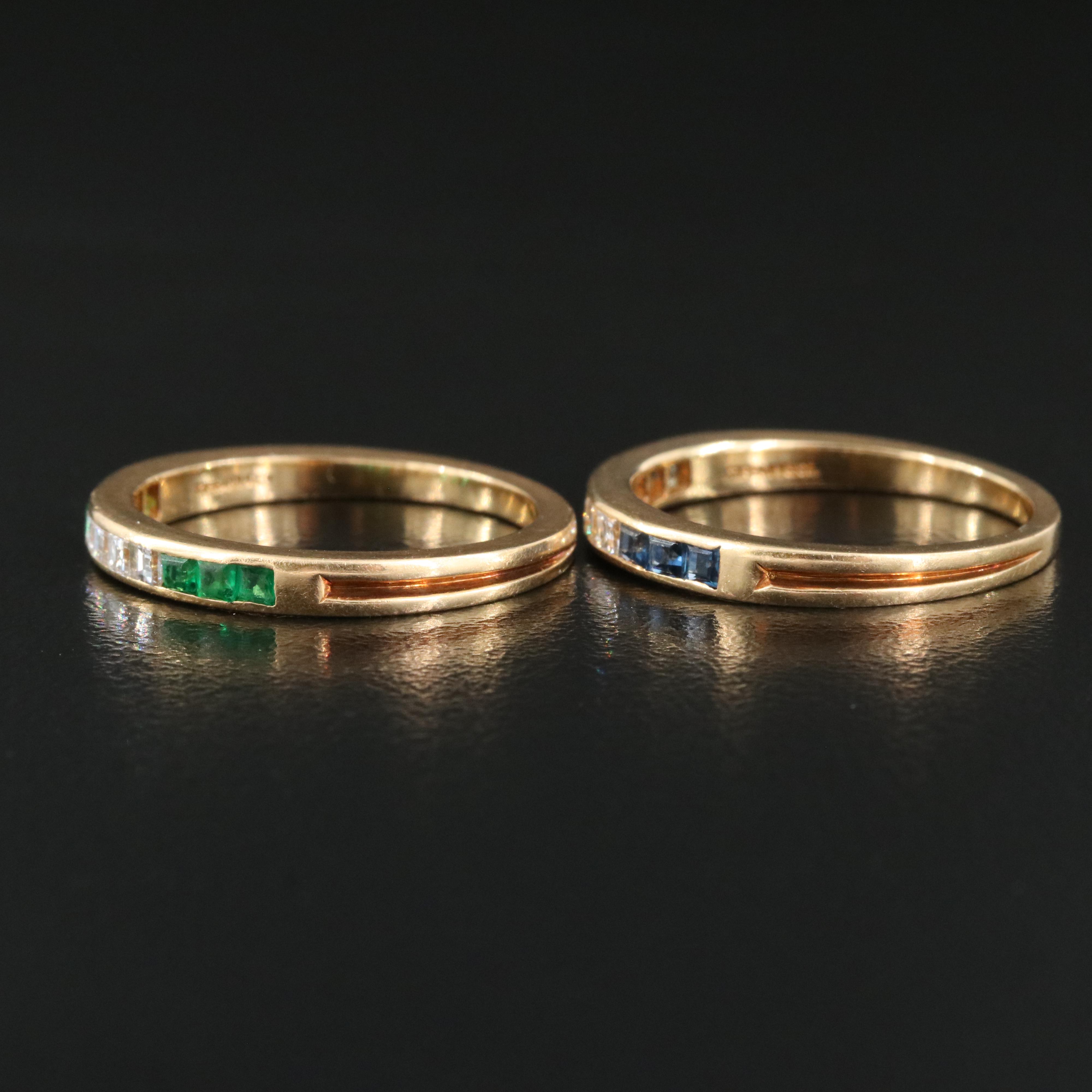 Tiffany & Co. 18K Diamond Bands Including Emerald and Sapphire