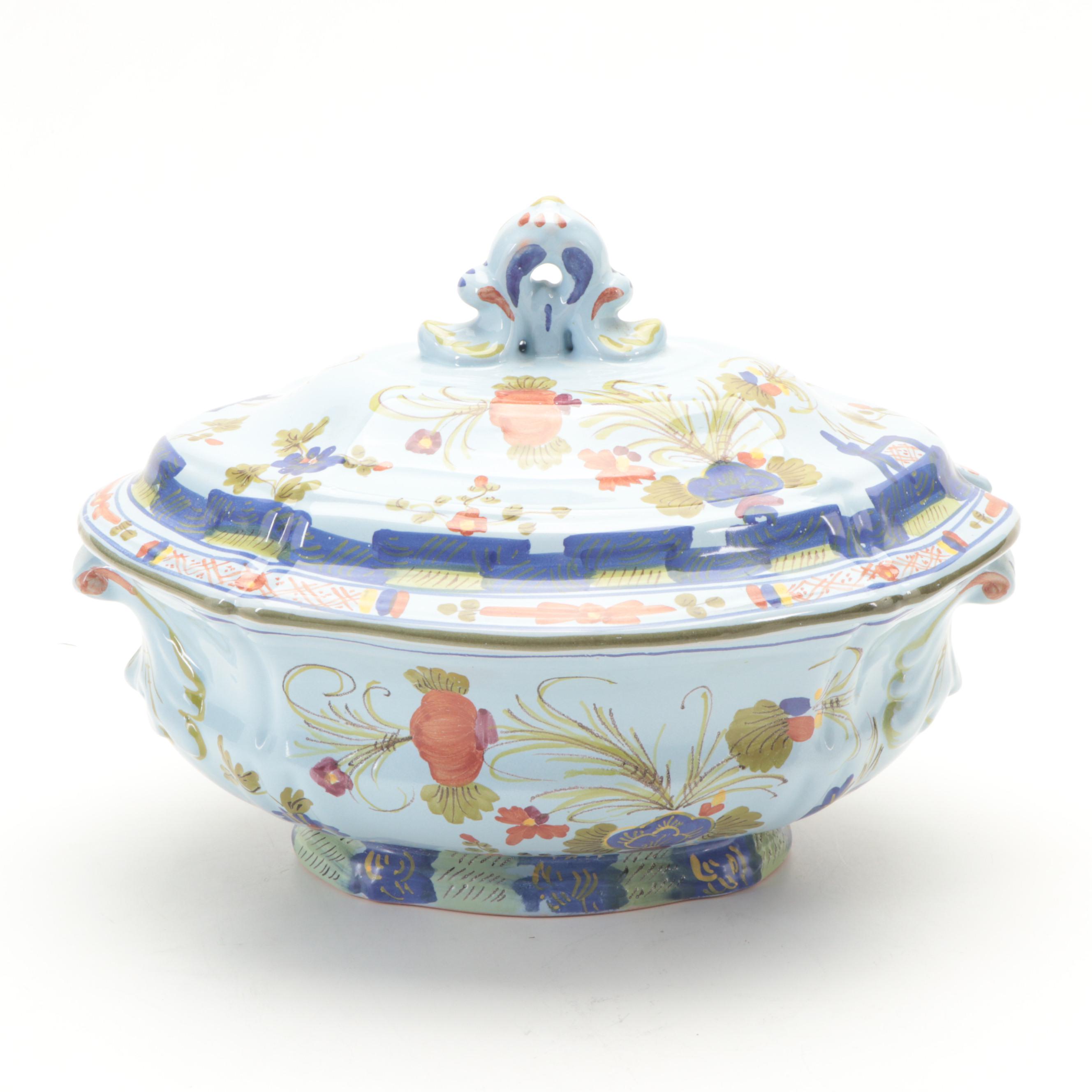 Taste Setter by Sigma Hand-Painted Italian Faïence Tureen and Platter