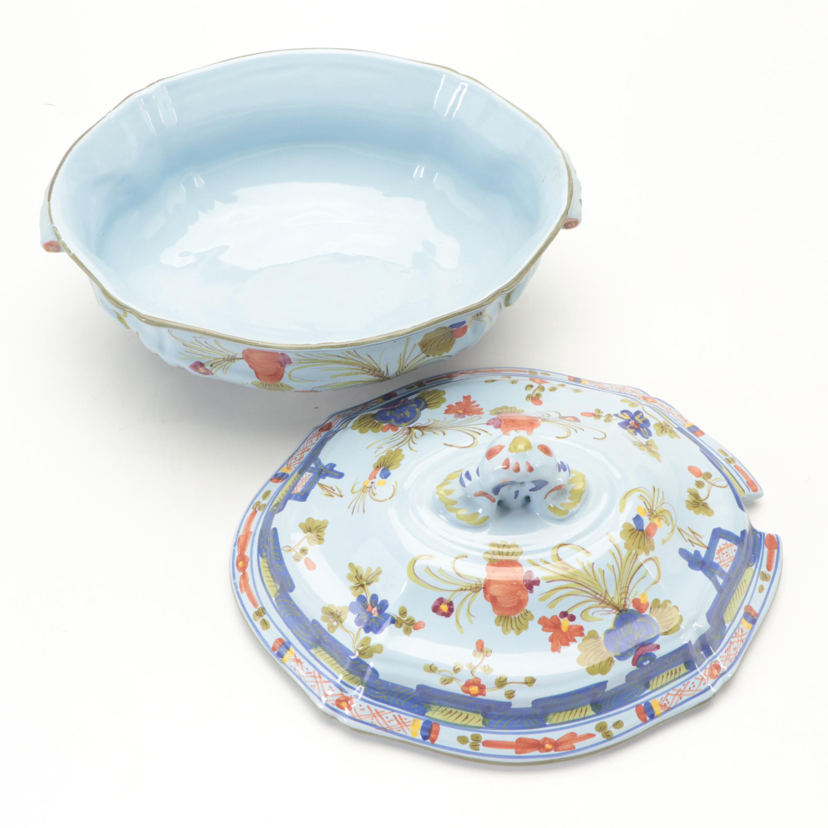 Taste Setter by Sigma Hand-Painted Italian Faïence Tureen and Platter