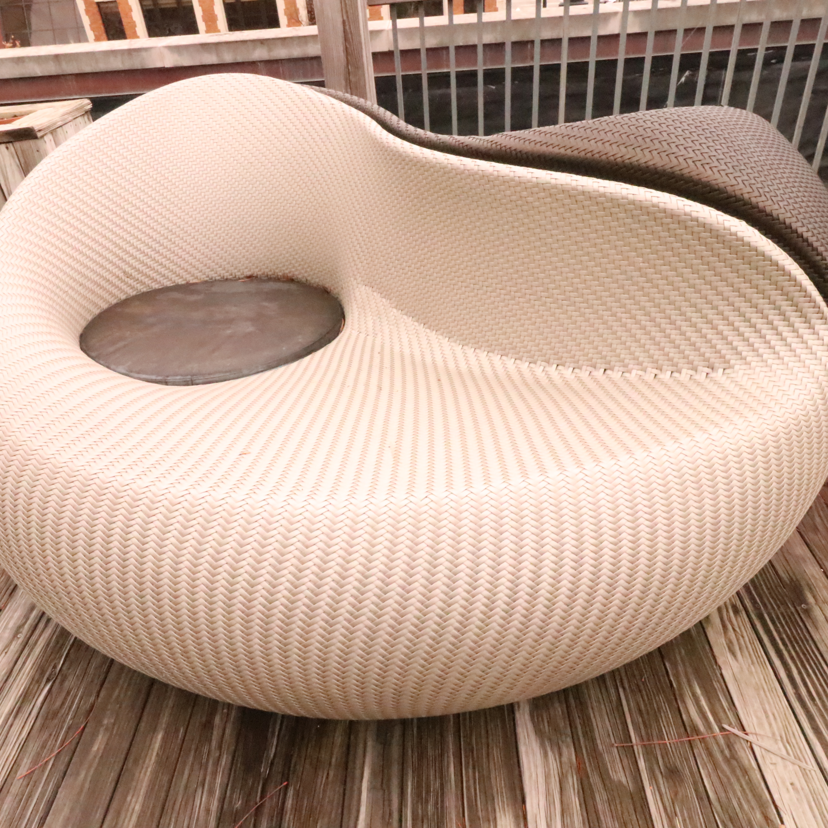 Dedon "Yin Yang" Outdoor Woven Synthetic Swivel Lounging Sofa