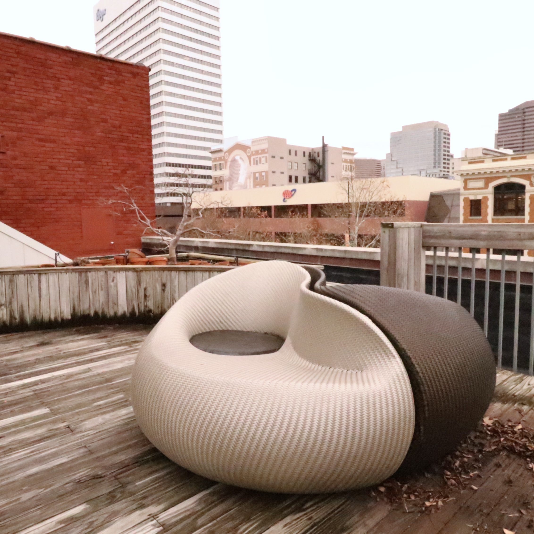 Dedon "Yin Yang" Outdoor Woven Synthetic Swivel Lounging Sofa