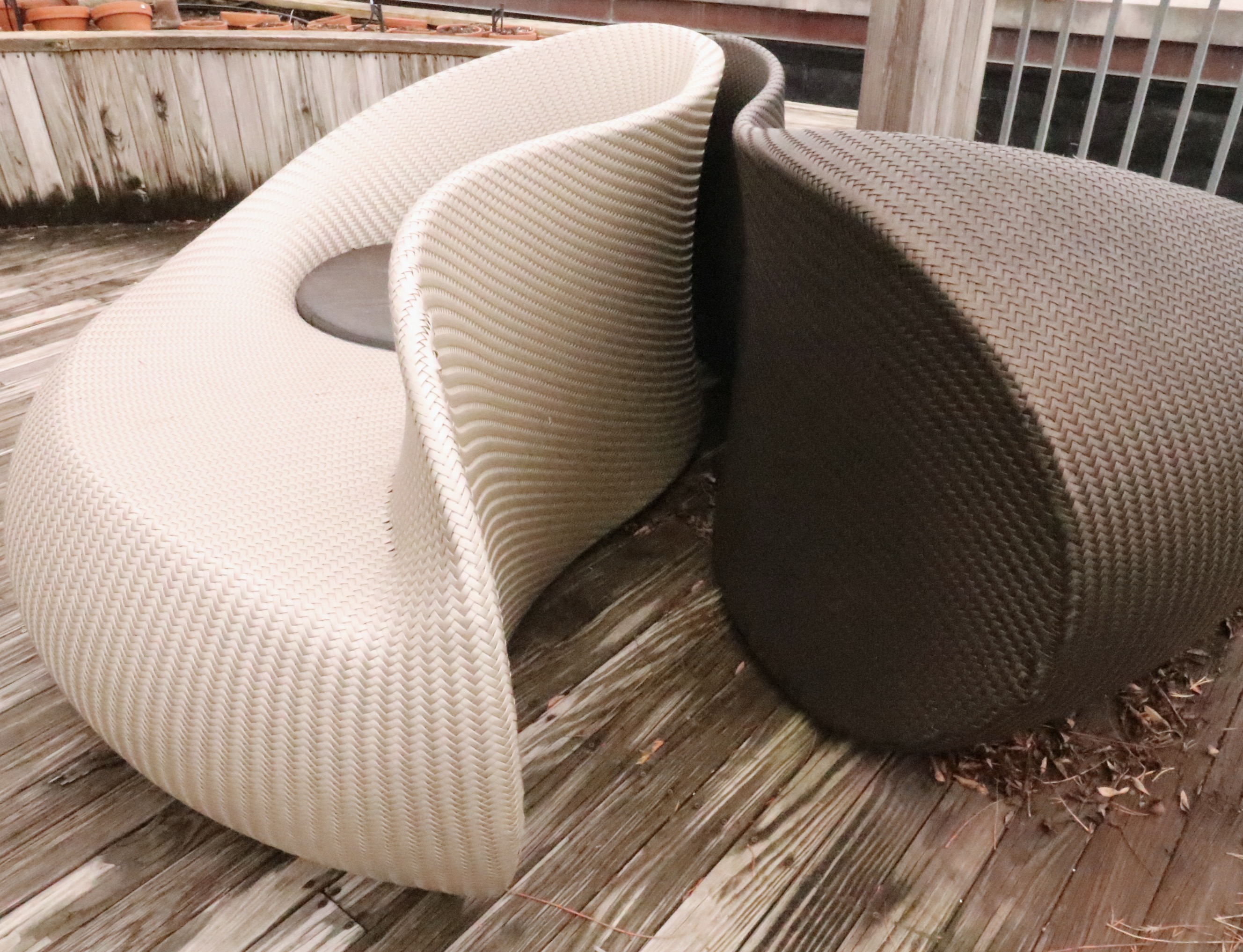 Dedon "Yin Yang" Outdoor Woven Synthetic Swivel Lounging Sofa