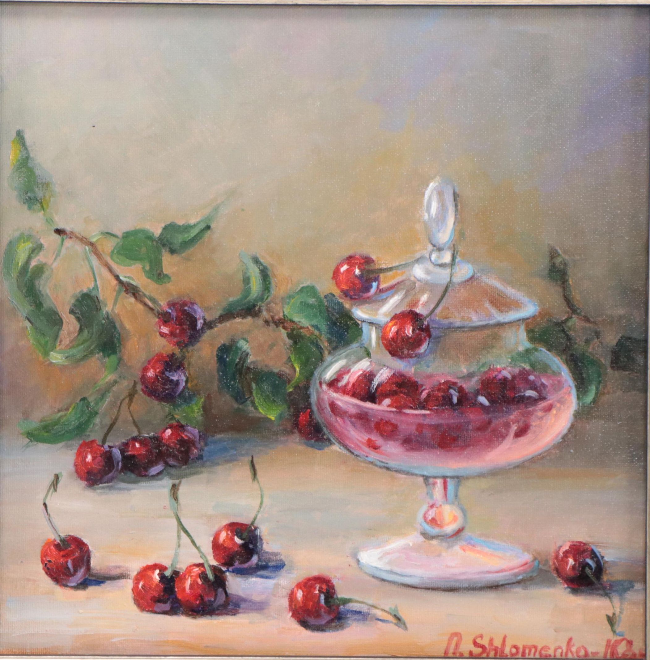 Nataliya Shlomenko Oil Painting "Still Life With Cherries" 21st Century