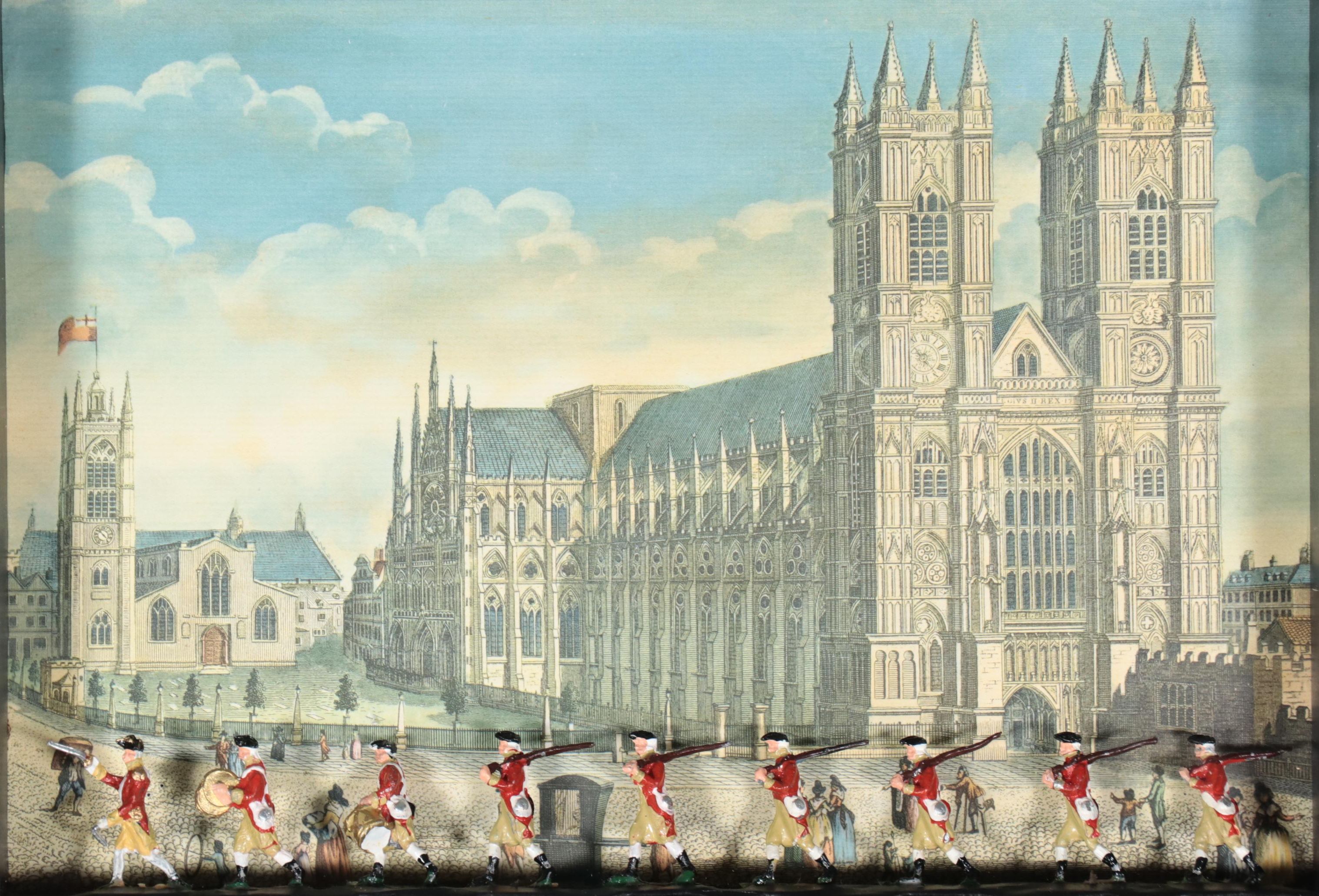 "Westminster Abbey" After Thomas Shepherd with Miniature Soldiers