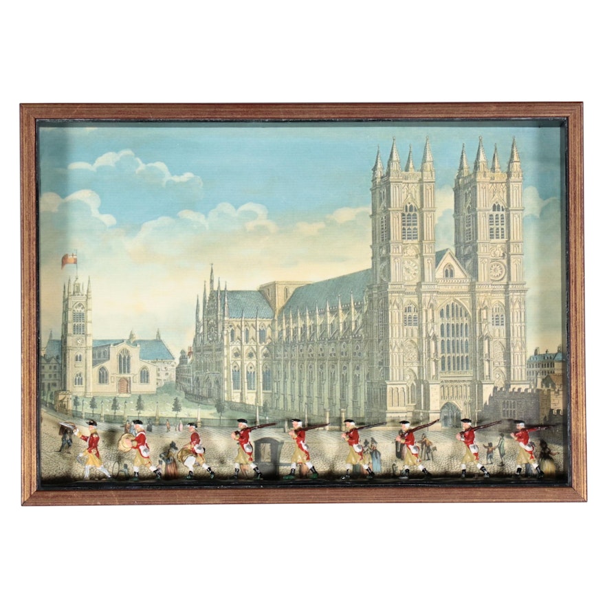 "Westminster Abbey" After Thomas Shepherd with Miniature Soldiers