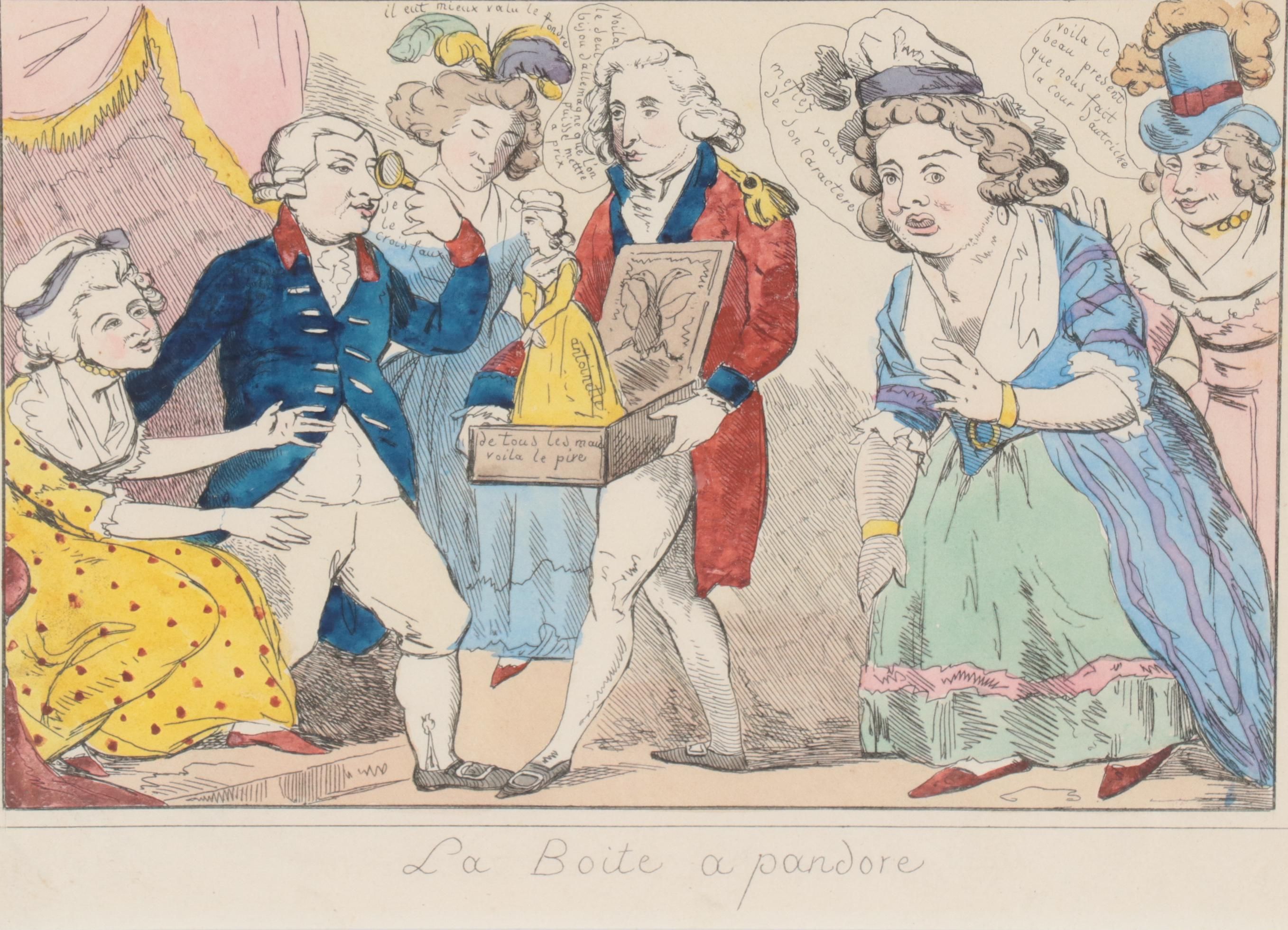 Political Cartoon Hand-Colored Lithograph "La Boite a Pandore"