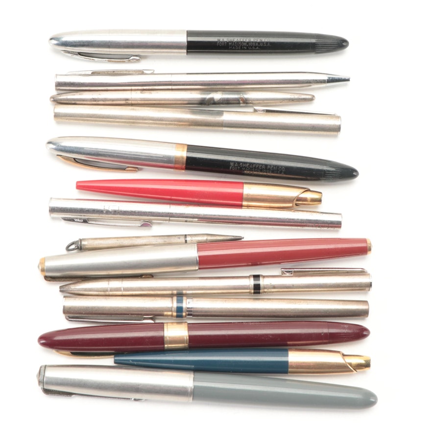 Sheaffer, More Ballpoint, Fountain Pens With 14K Gold Nibs and Sterling Pencil