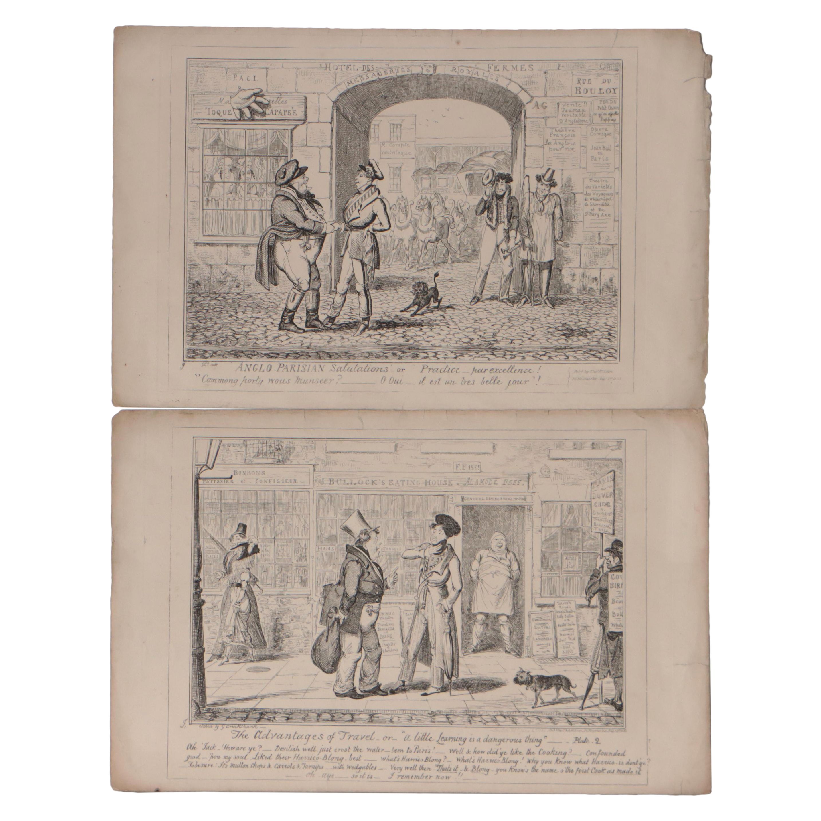 After George Cruikshank Lithograph Political Cartoons