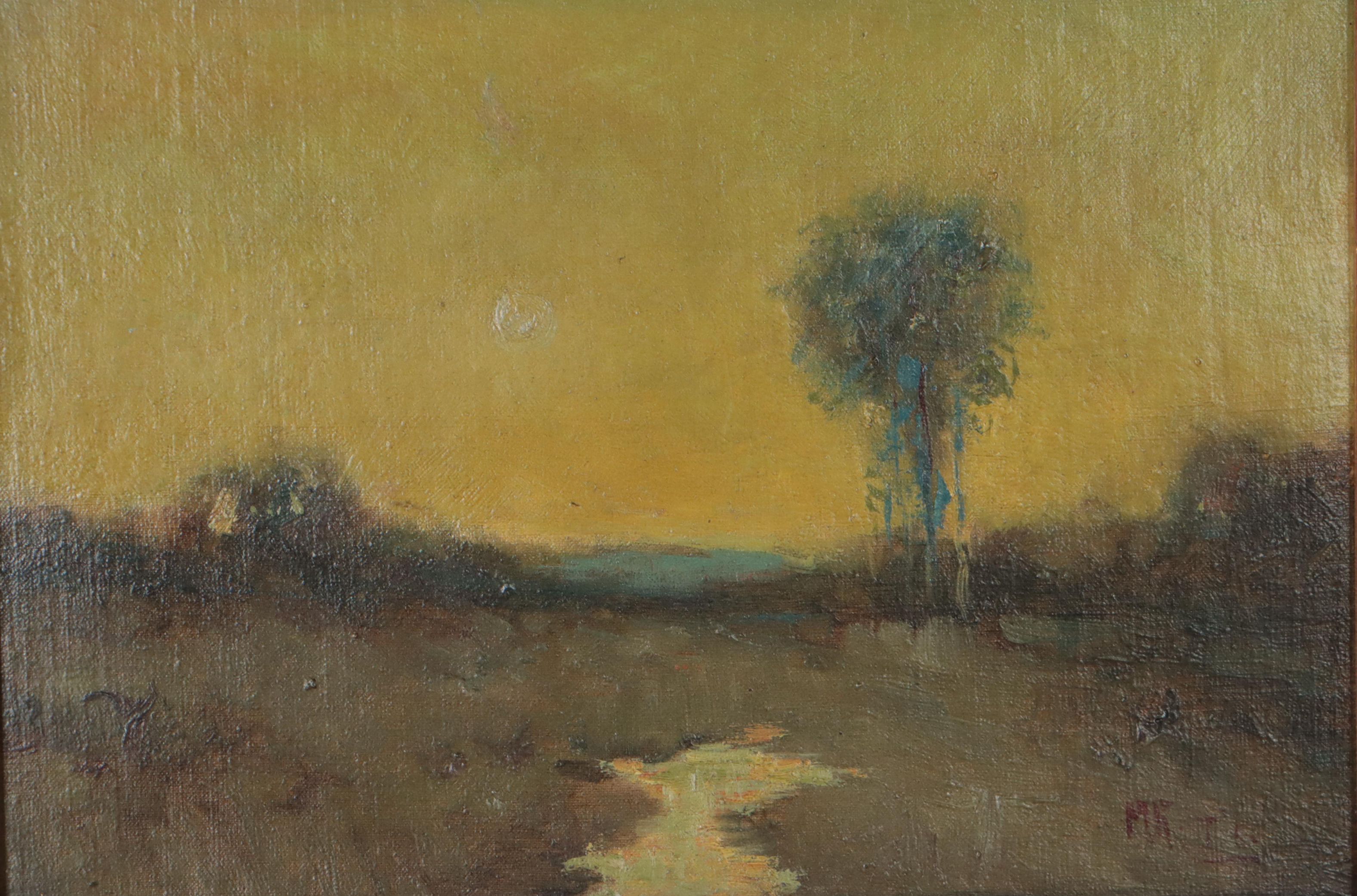 Martin Rettig Tonalist Landscape Oil Painting "Peace"