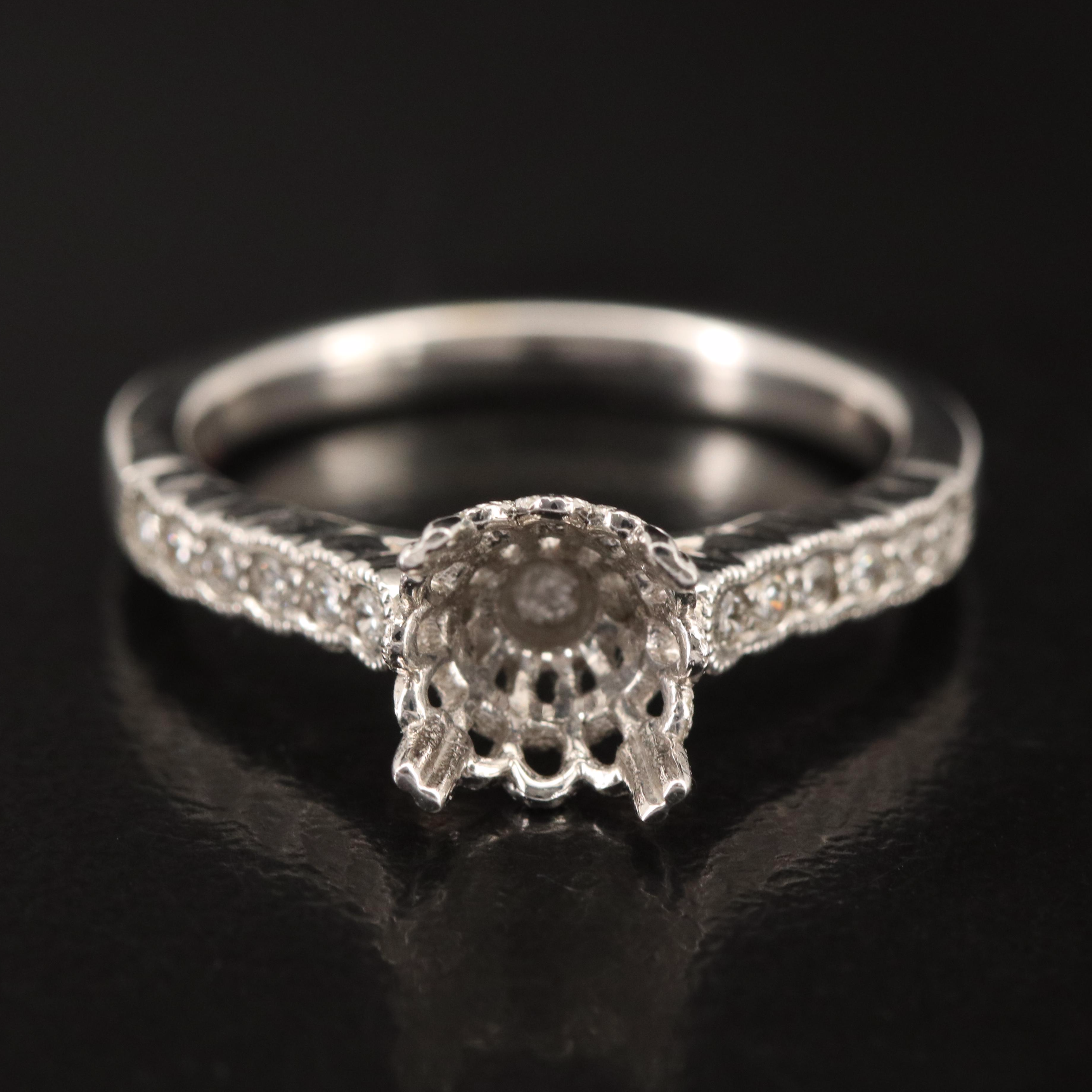 14K 0.24 CTW Diamond Semi-Mount Ring