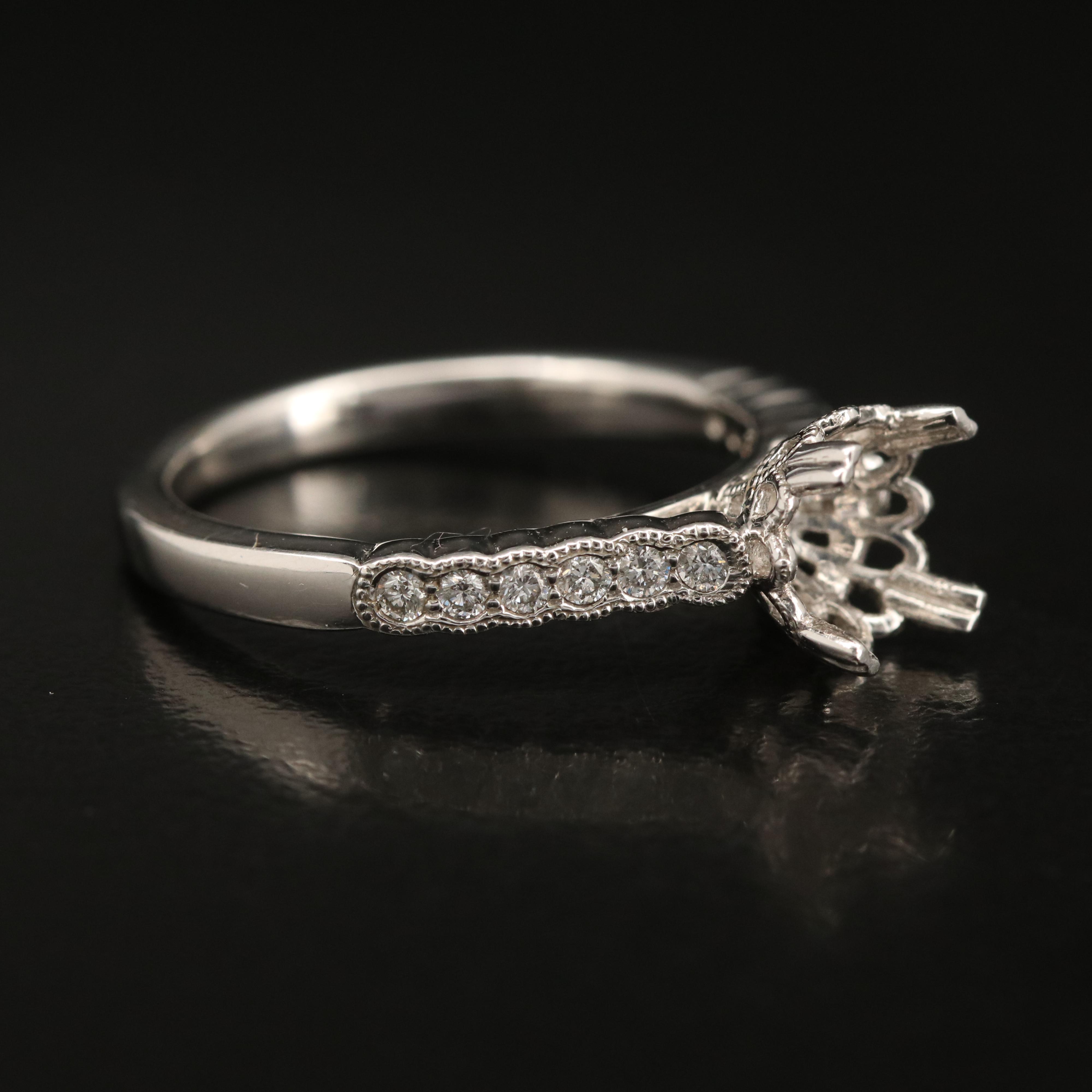 14K 0.24 CTW Diamond Semi-Mount Ring