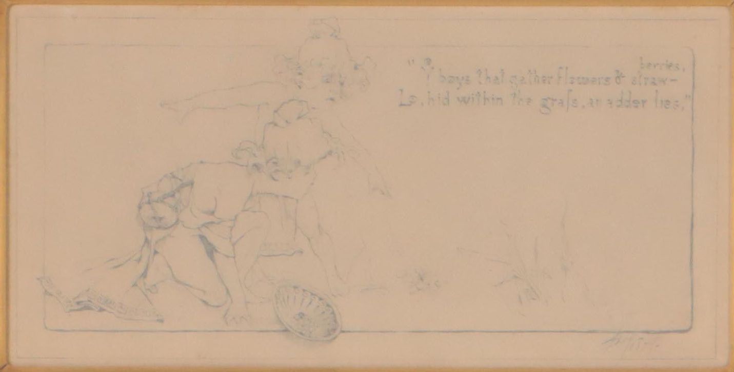 Robert Frederick Blum Graphite Illustration "Beware of the Adder," 1879