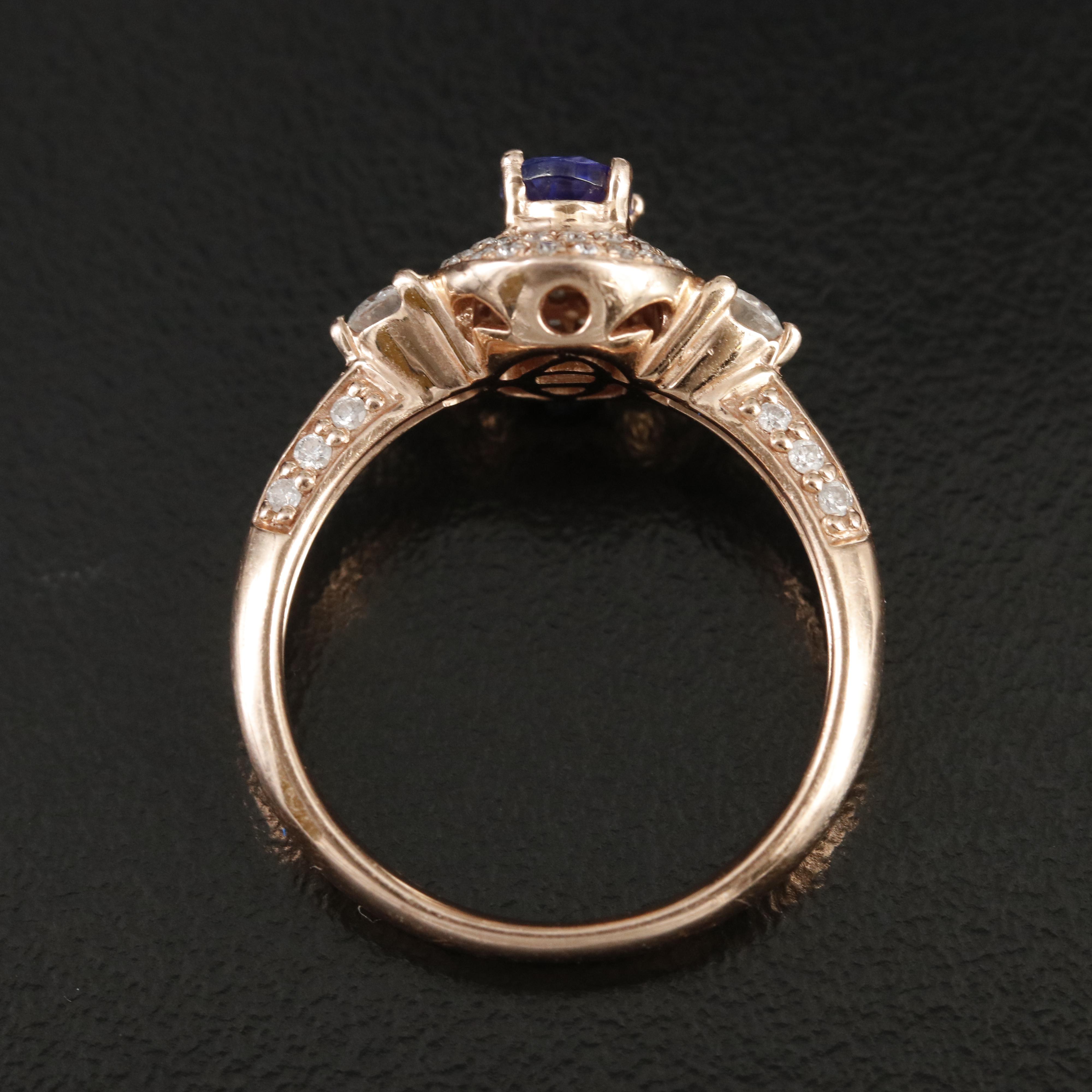 14K Rose Gold Tanzanite and Diamond Ring