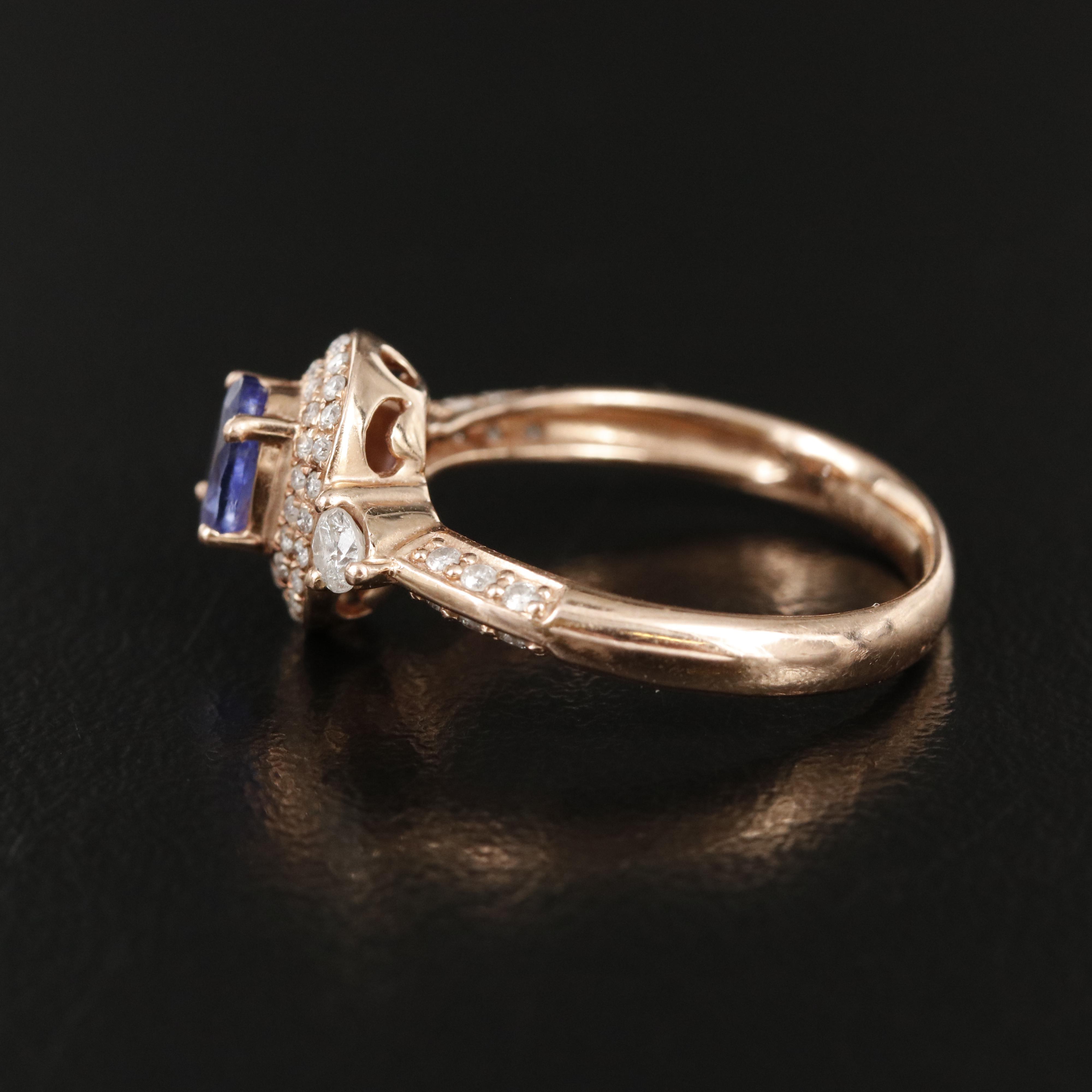 14K Rose Gold Tanzanite and Diamond Ring