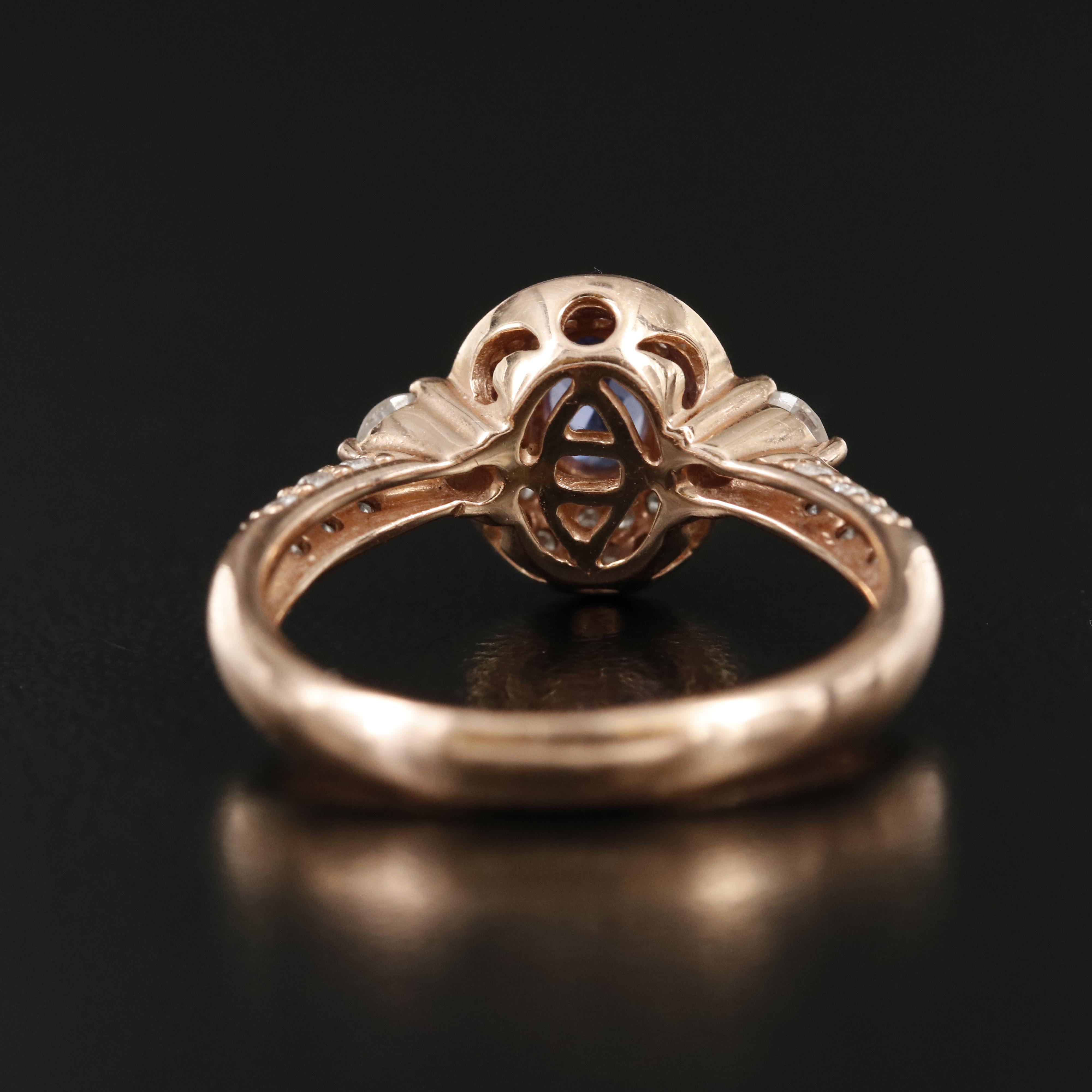 14K Rose Gold Tanzanite and Diamond Ring