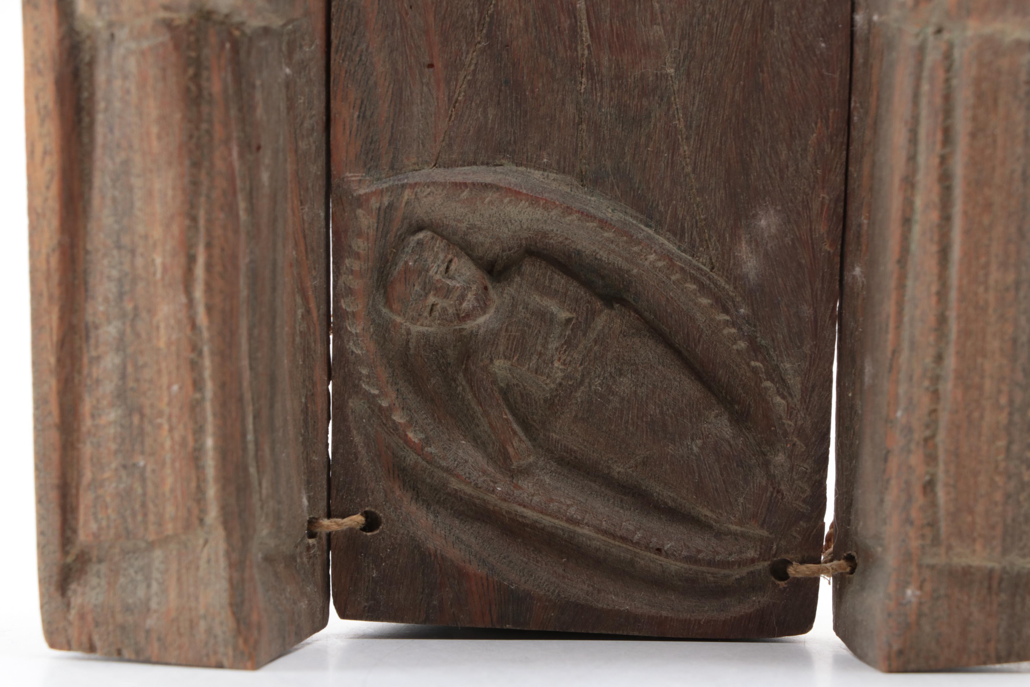 Argentinian Hand-Carved Three Panel Wood Nativity Scene