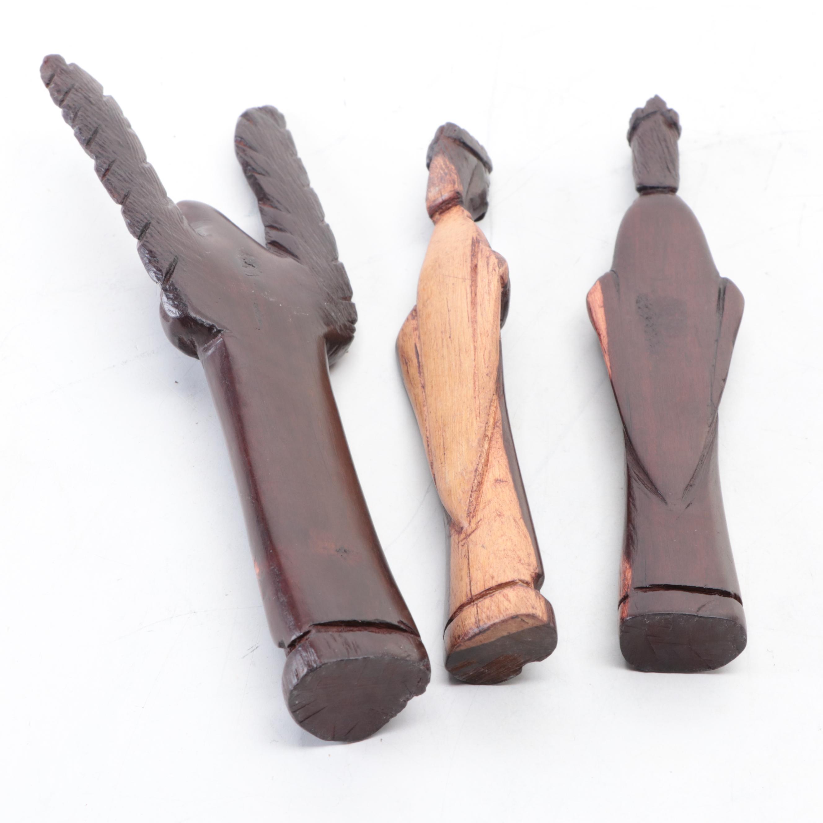 African Hand-Carved Wood Nativity Figurines