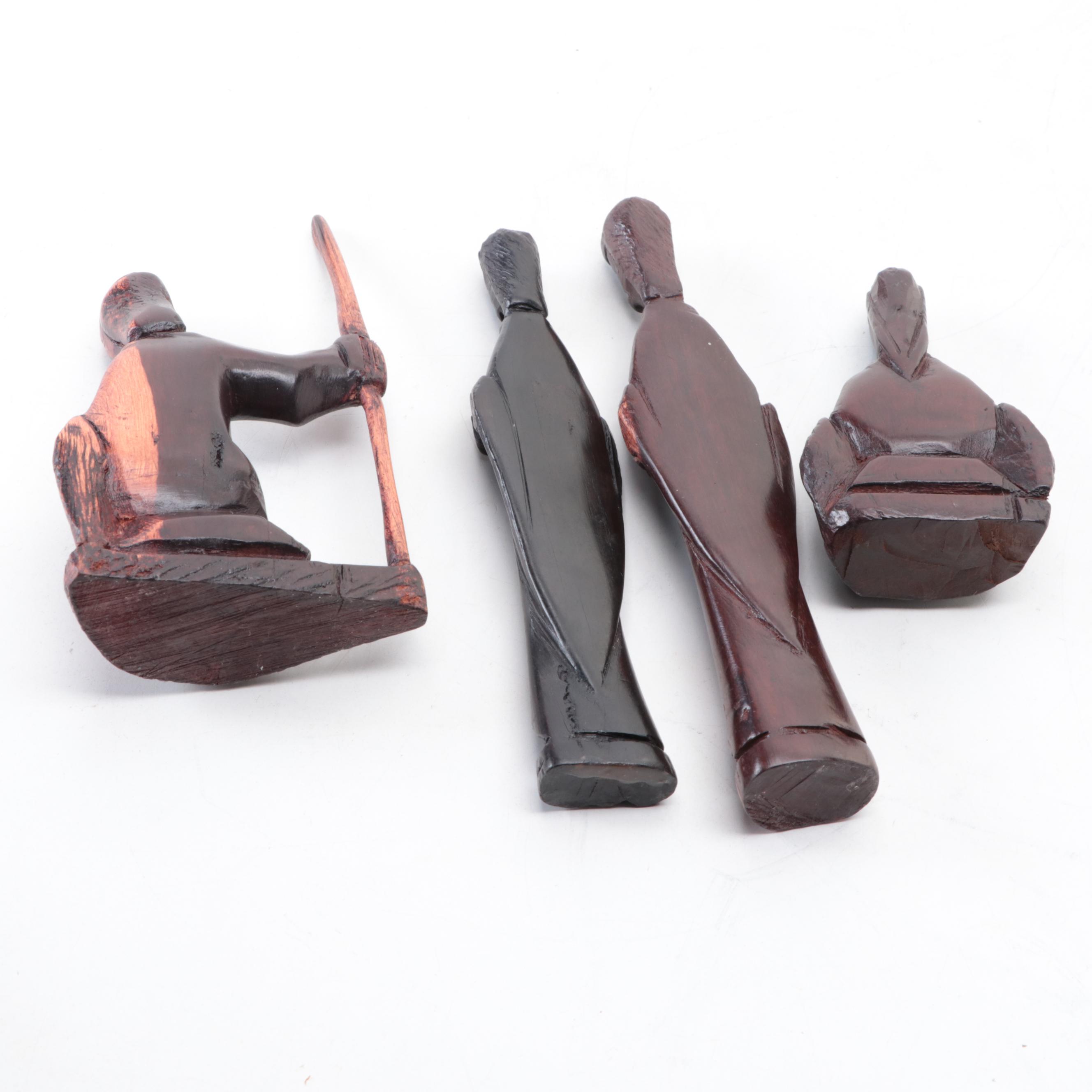 African Hand-Carved Wood Nativity Figurines