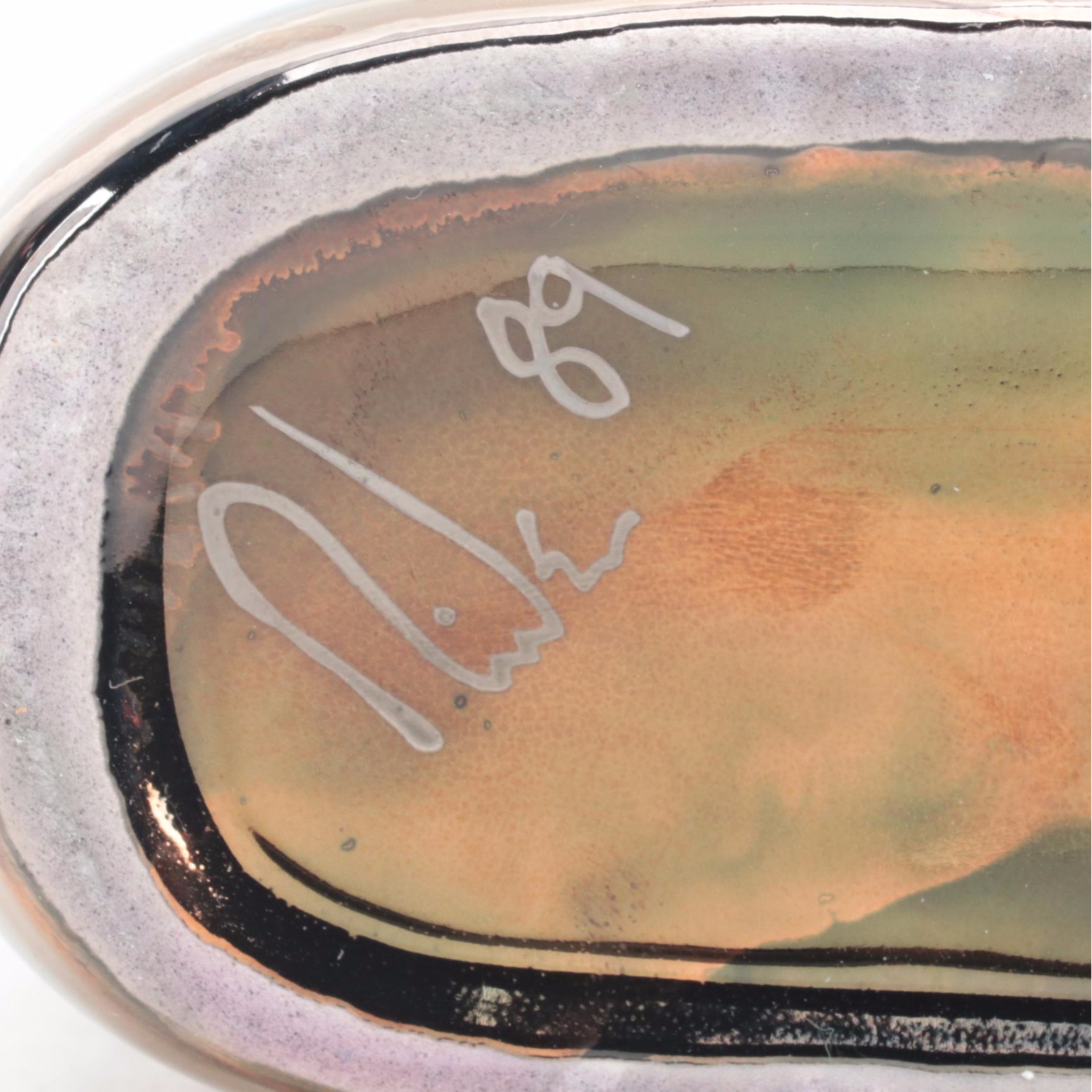 Artist Signed Studio Pottery Copper Luster and Textured Vases