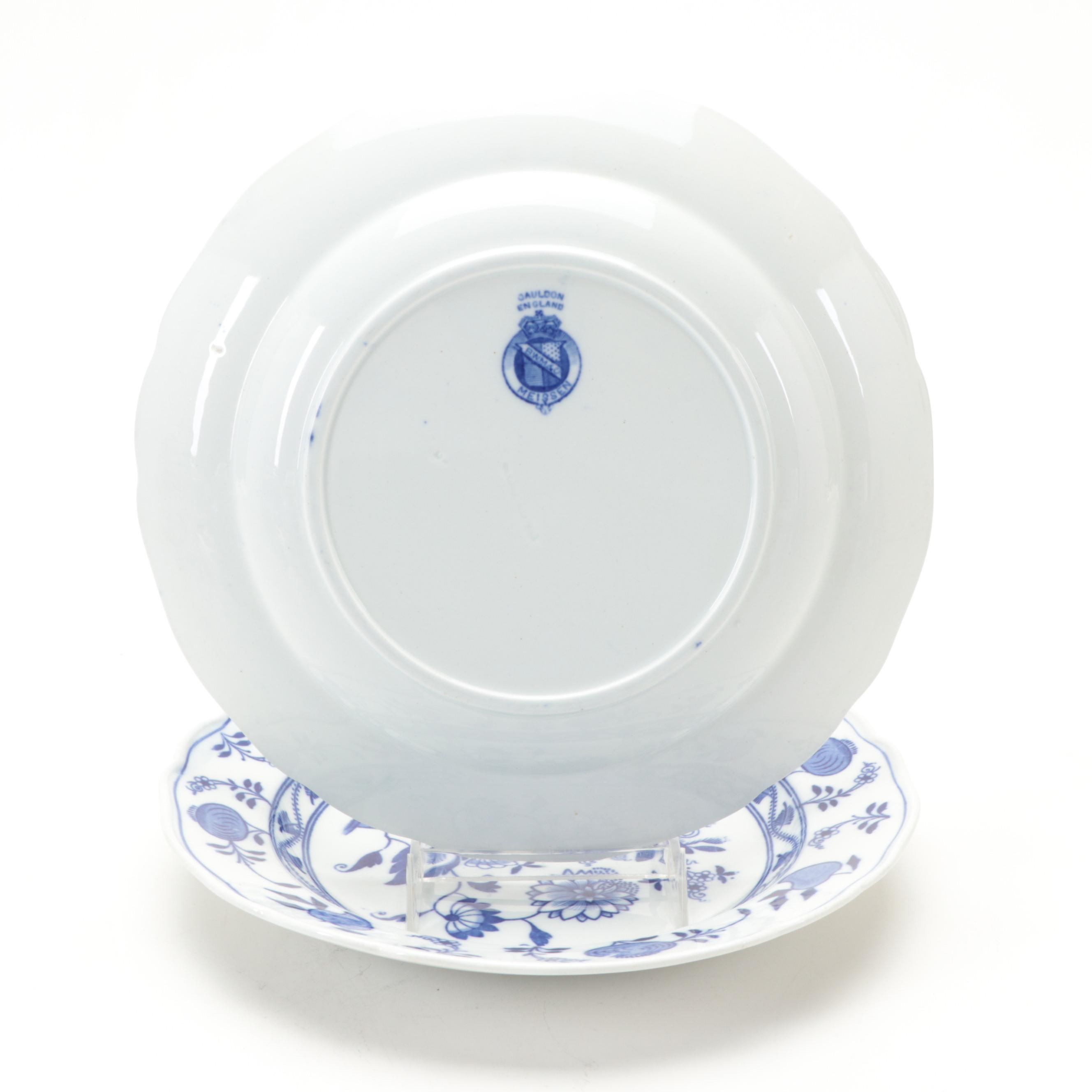 Meissen "Blue Onion" Dinner Plates with Blue Danube Japanese Porcelain Serveware
