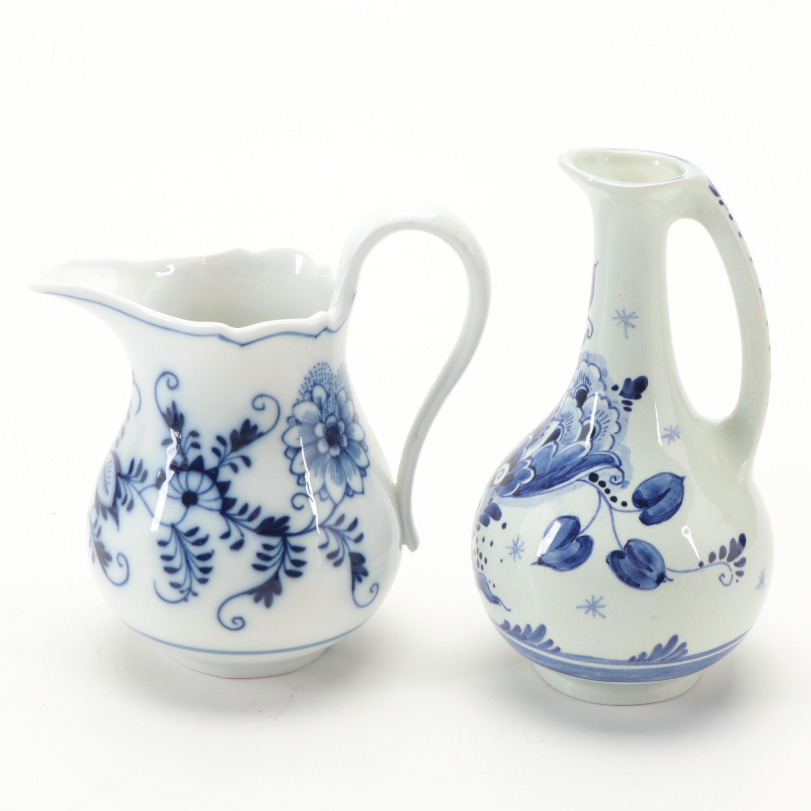 Meissen "Blue Onion" Dinner Plates with Blue Danube Japanese Porcelain Serveware