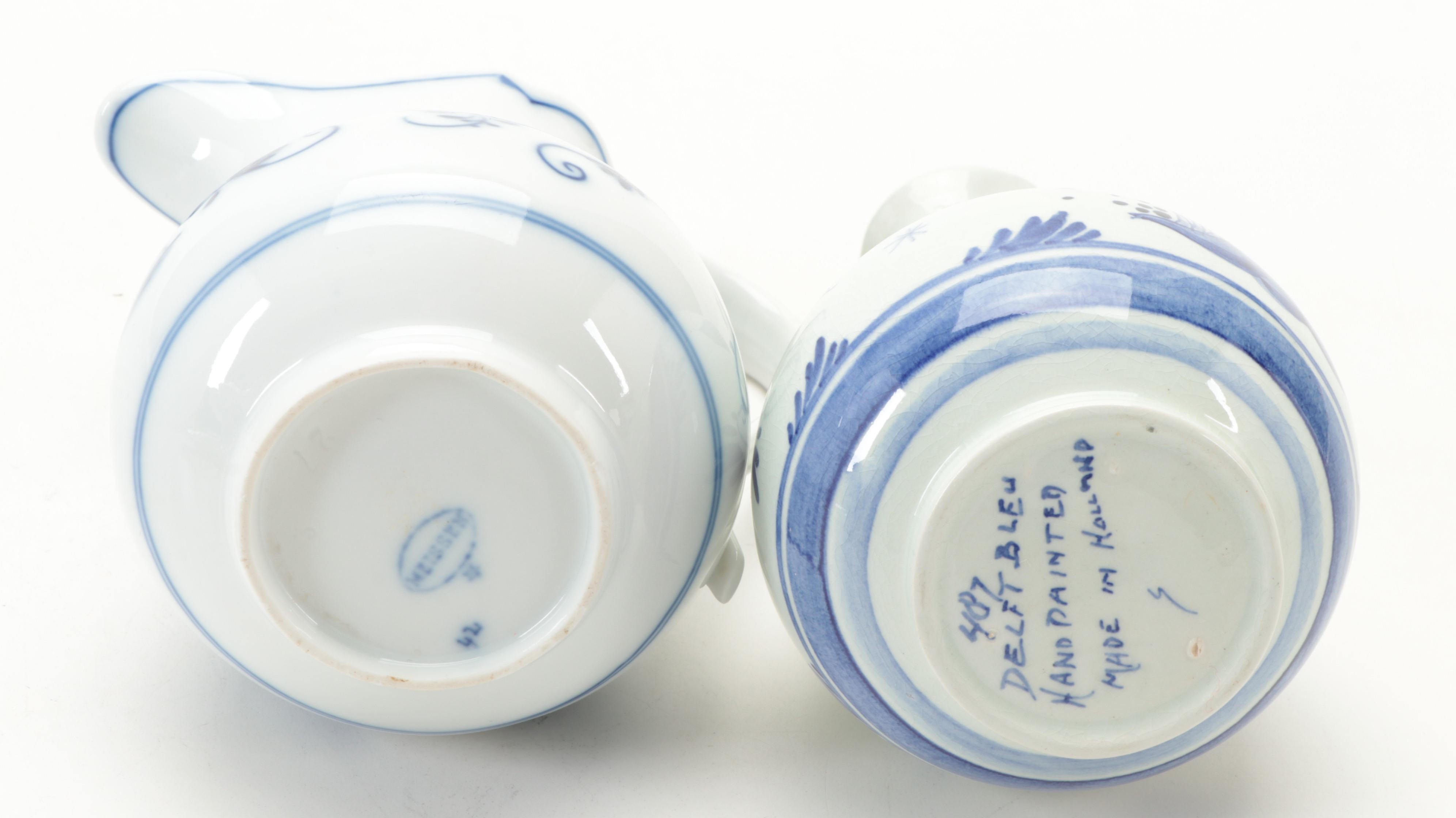 Meissen "Blue Onion" Dinner Plates with Blue Danube Japanese Porcelain Serveware