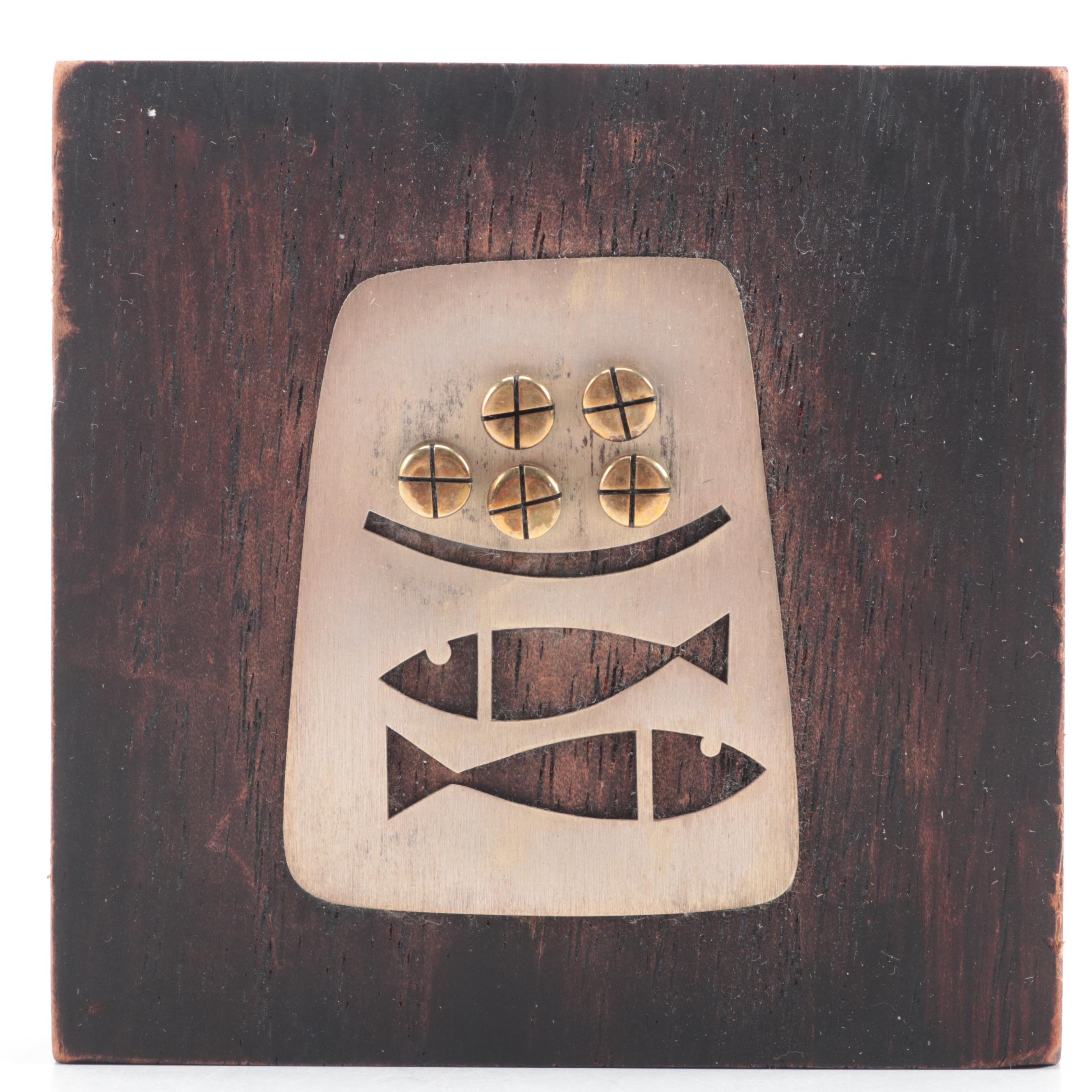 Emaus Mexican Sterling Silver and Wood Religious Wall Hanging