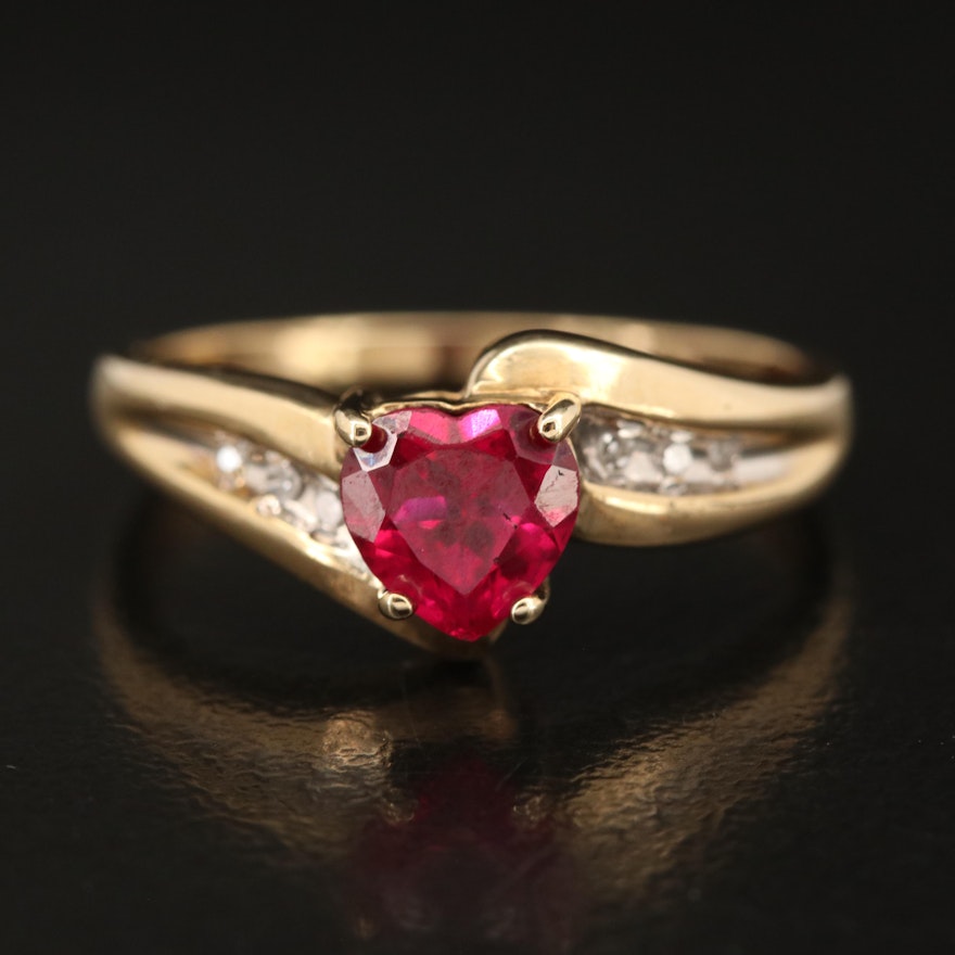 10K Ruby and Diamond Heart Ring