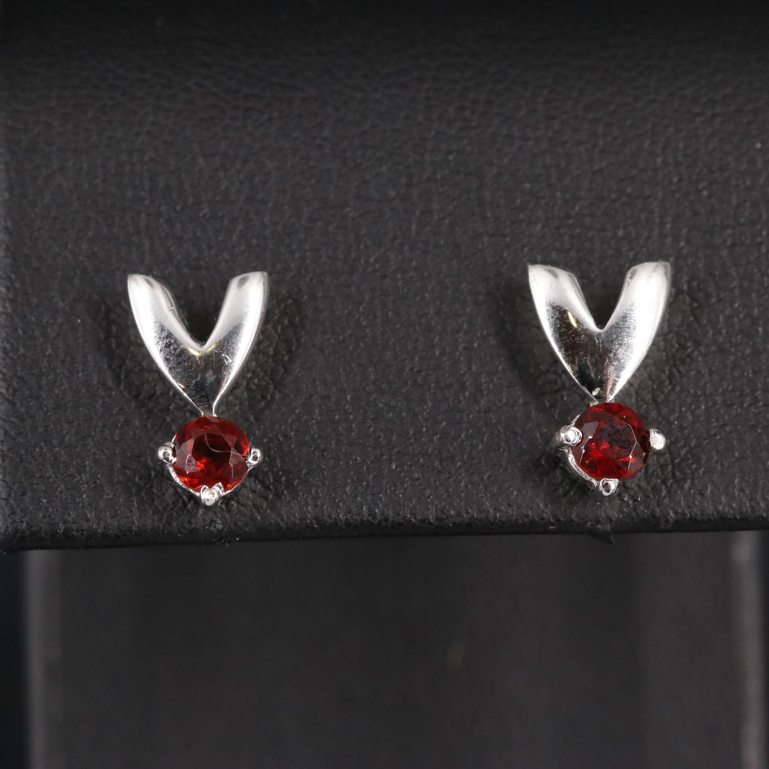 Sterling Amethyst and Garnet Stud Earrings