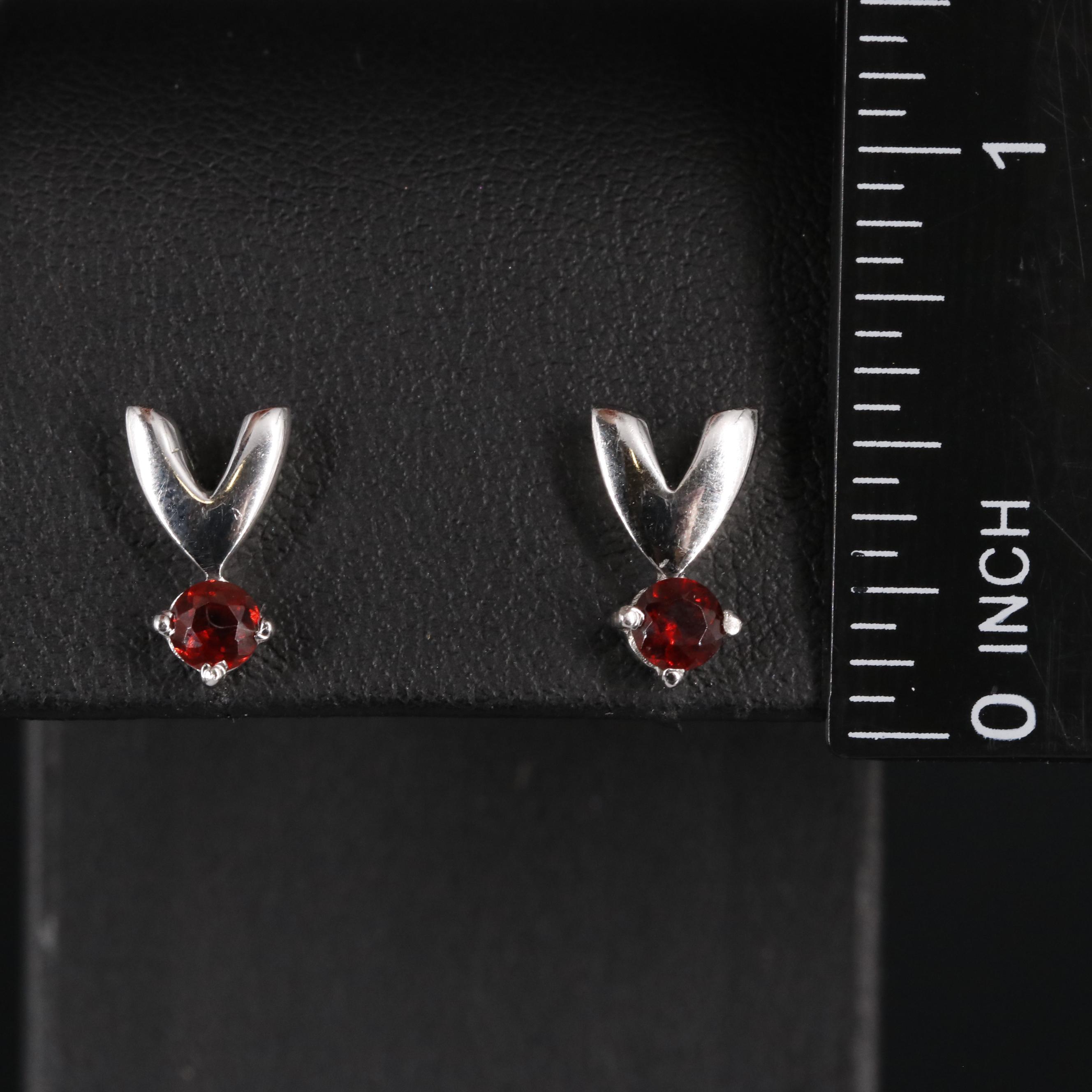 Sterling Amethyst and Garnet Stud Earrings