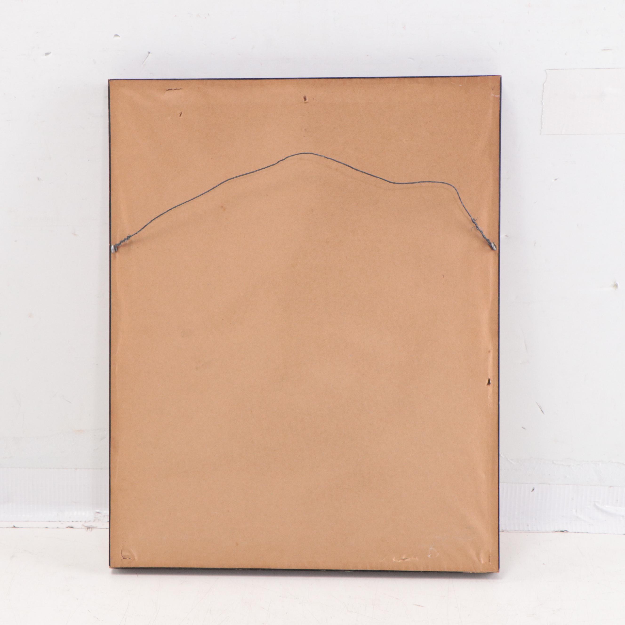 Drypoint Etching of Wooded Lake Landscape