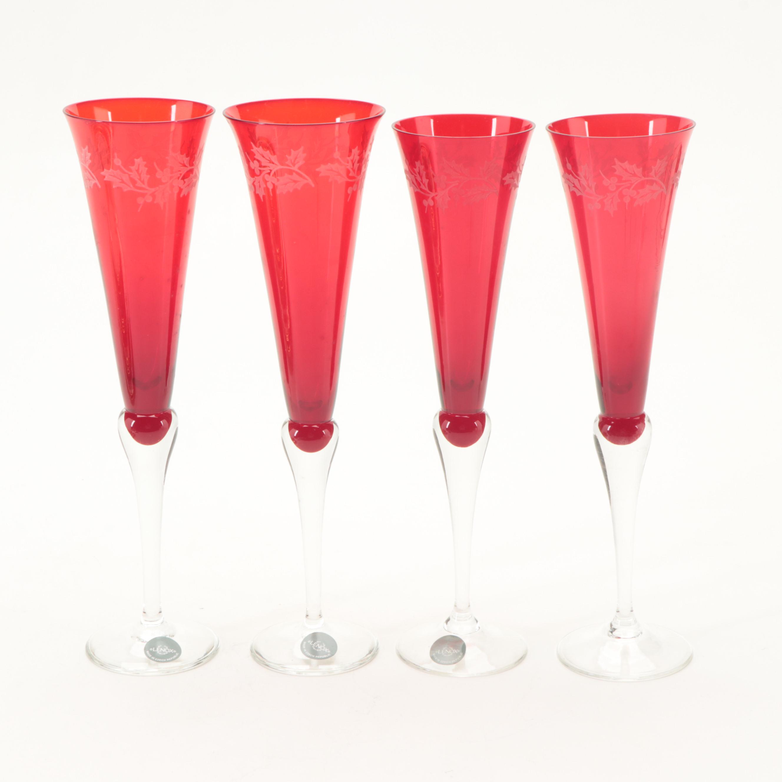 Lenox Bone China "Holiday" Tableware and "Holiday Gem" Toasting Flutes