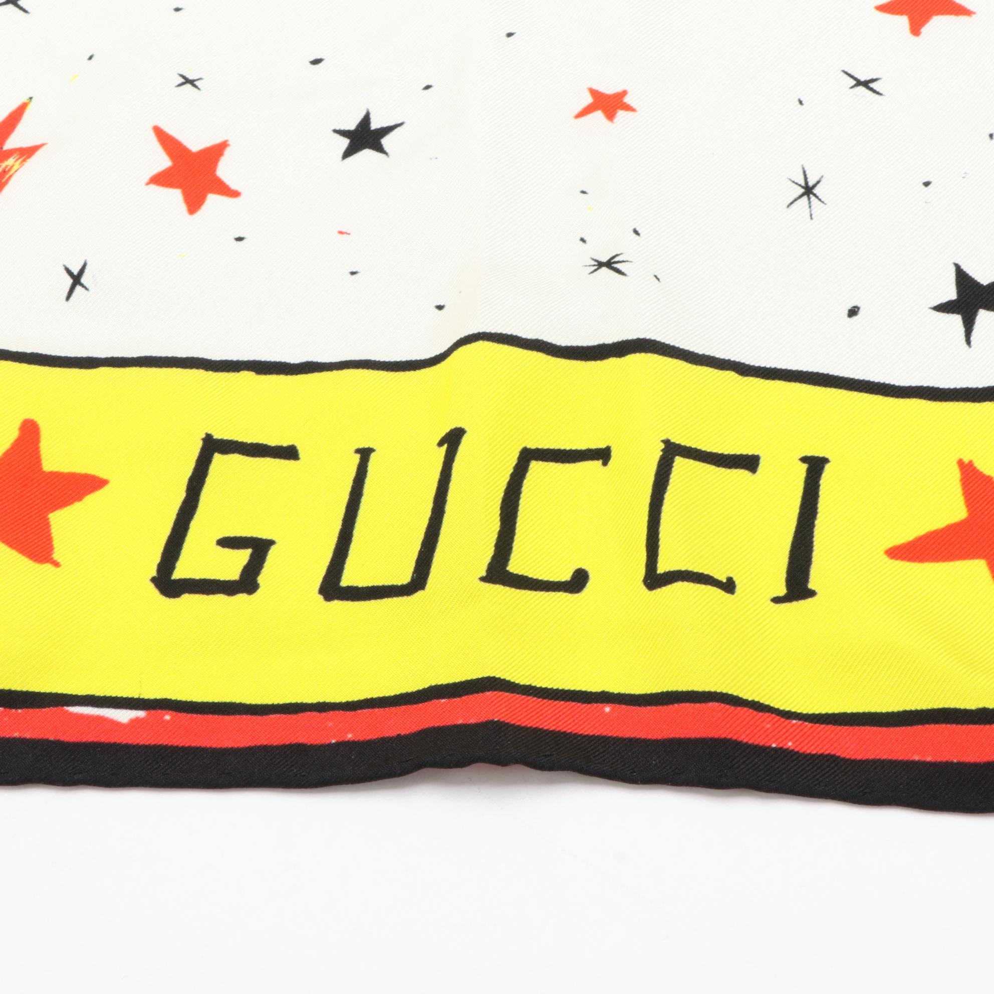 Gucci x Sergio Mora "Magic Gucci" Scarf 90 in Silk Twill