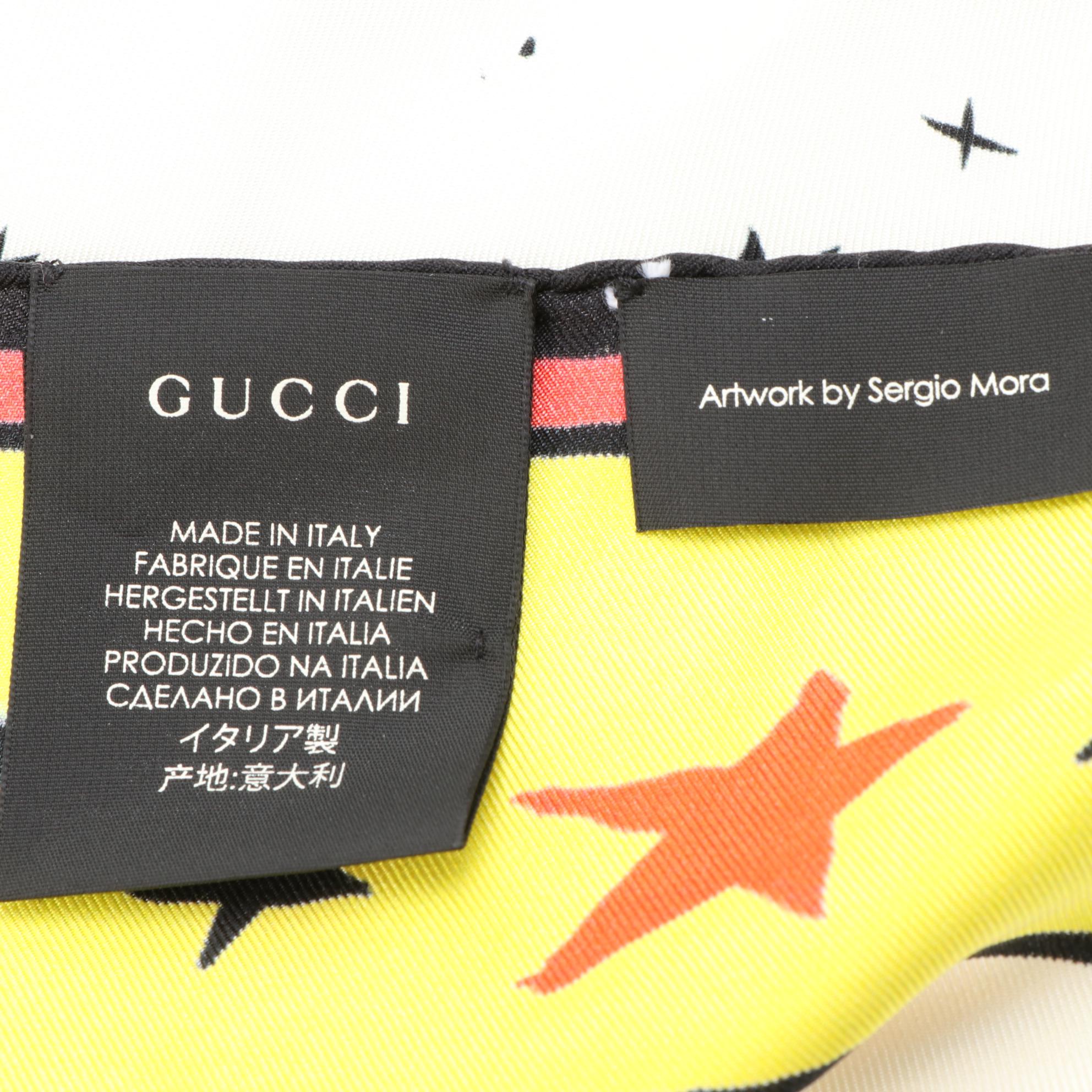 Gucci x Sergio Mora "Magic Gucci" Scarf 90 in Silk Twill