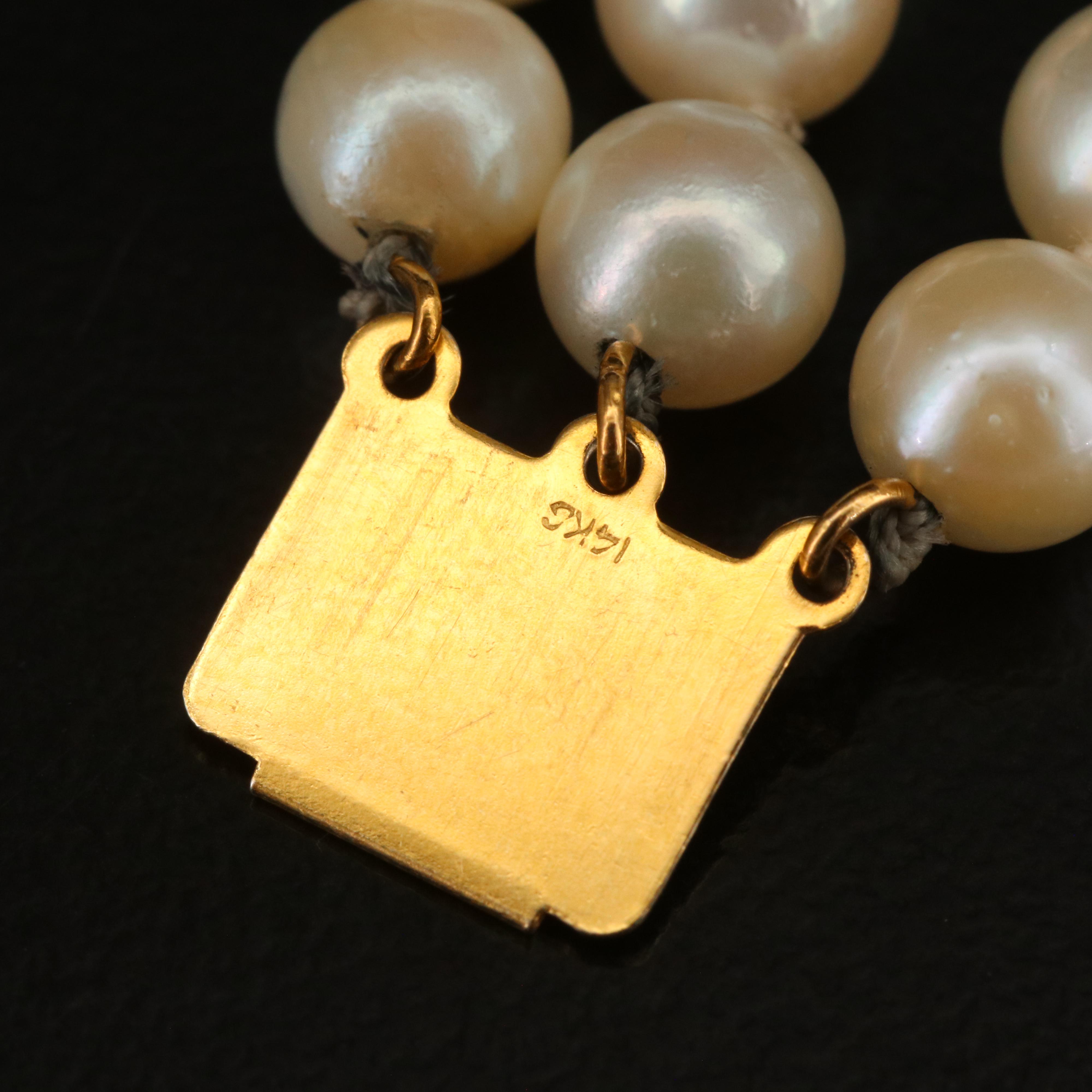 14K Triple Strand Pearl Bracelet