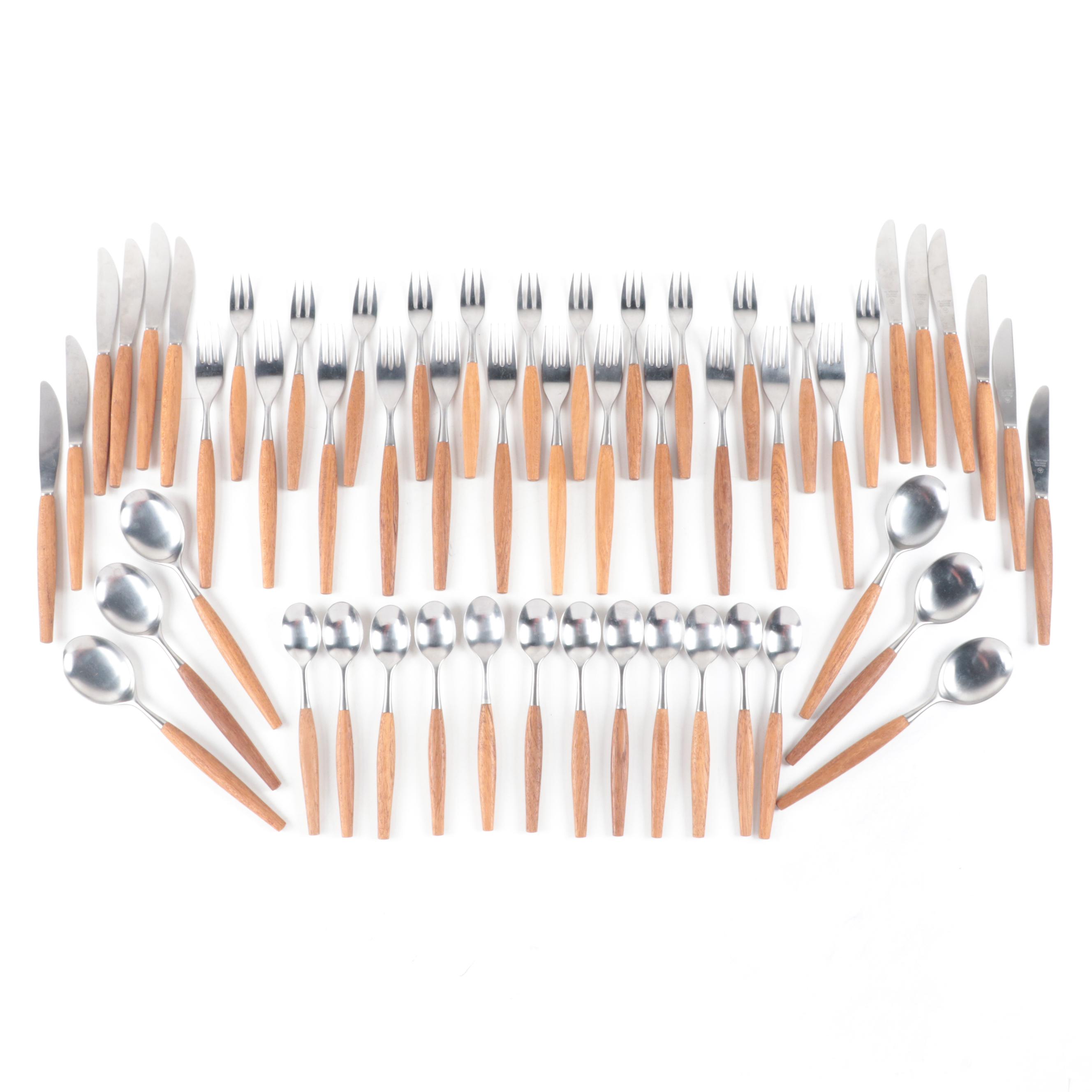 Wusthoff-Dreizack Stainless Steel and Teak Flatware, Mid-20th Century