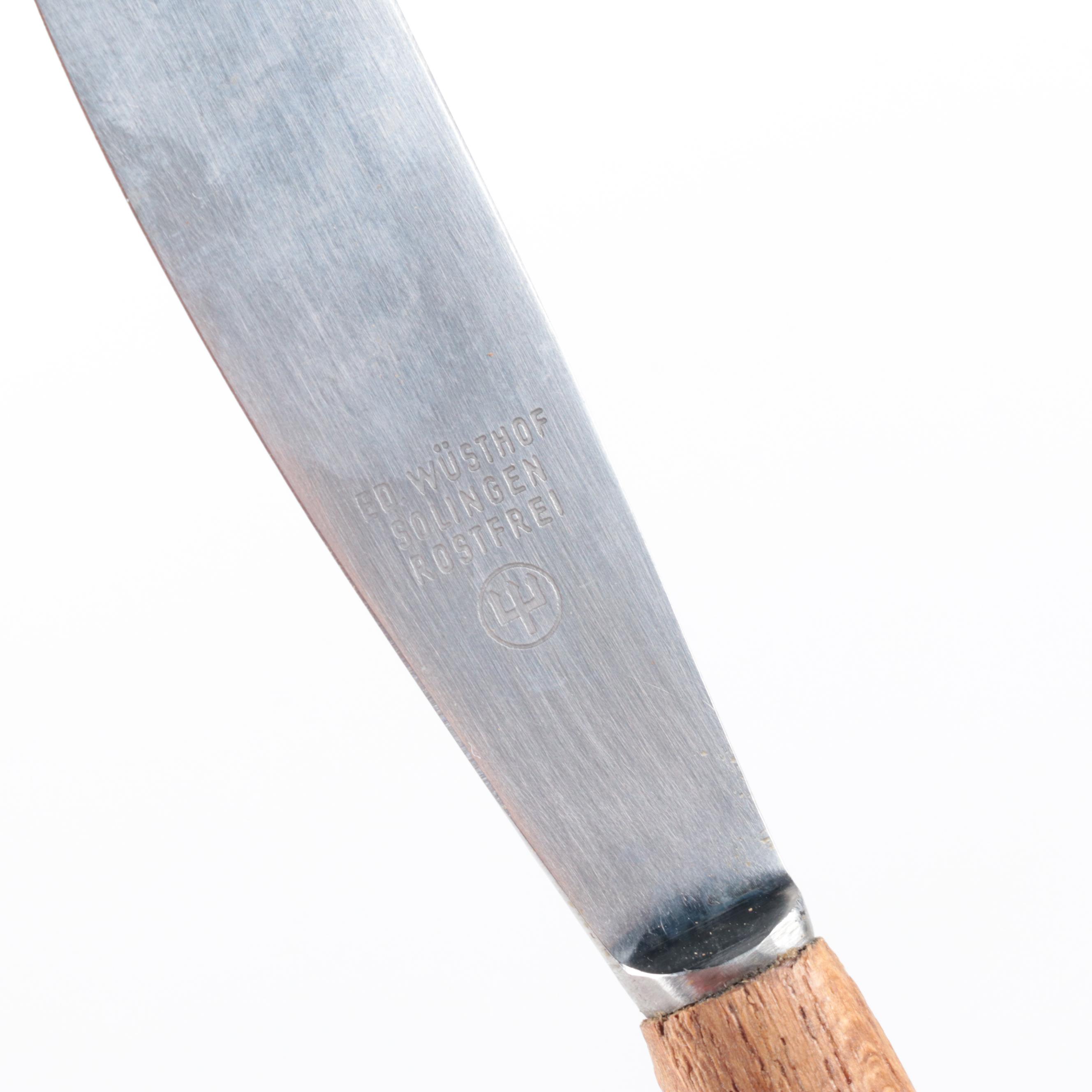 Wusthoff-Dreizack Stainless Steel and Teak Flatware, Mid-20th Century