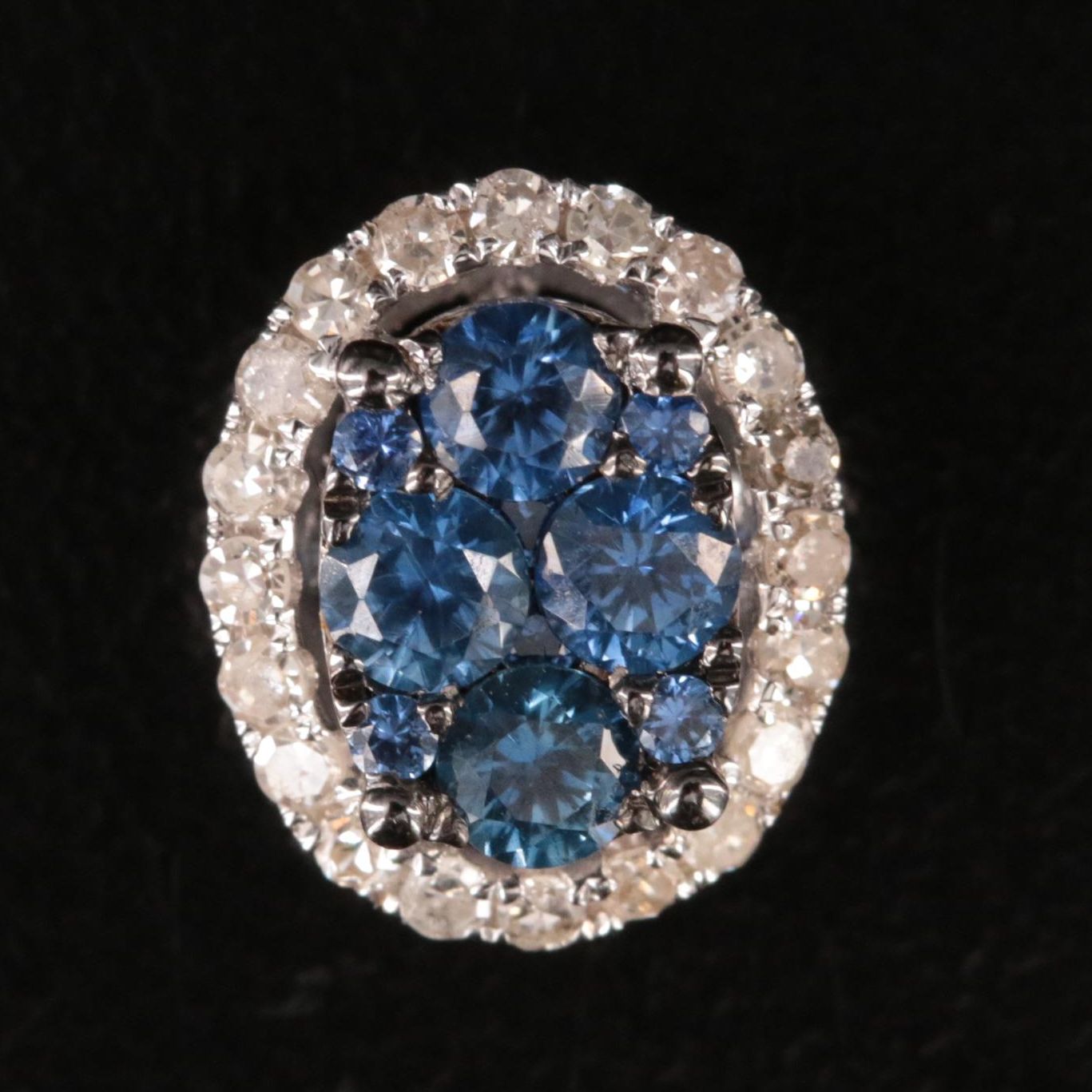 14K Sapphire and Diamond Halo Pendant