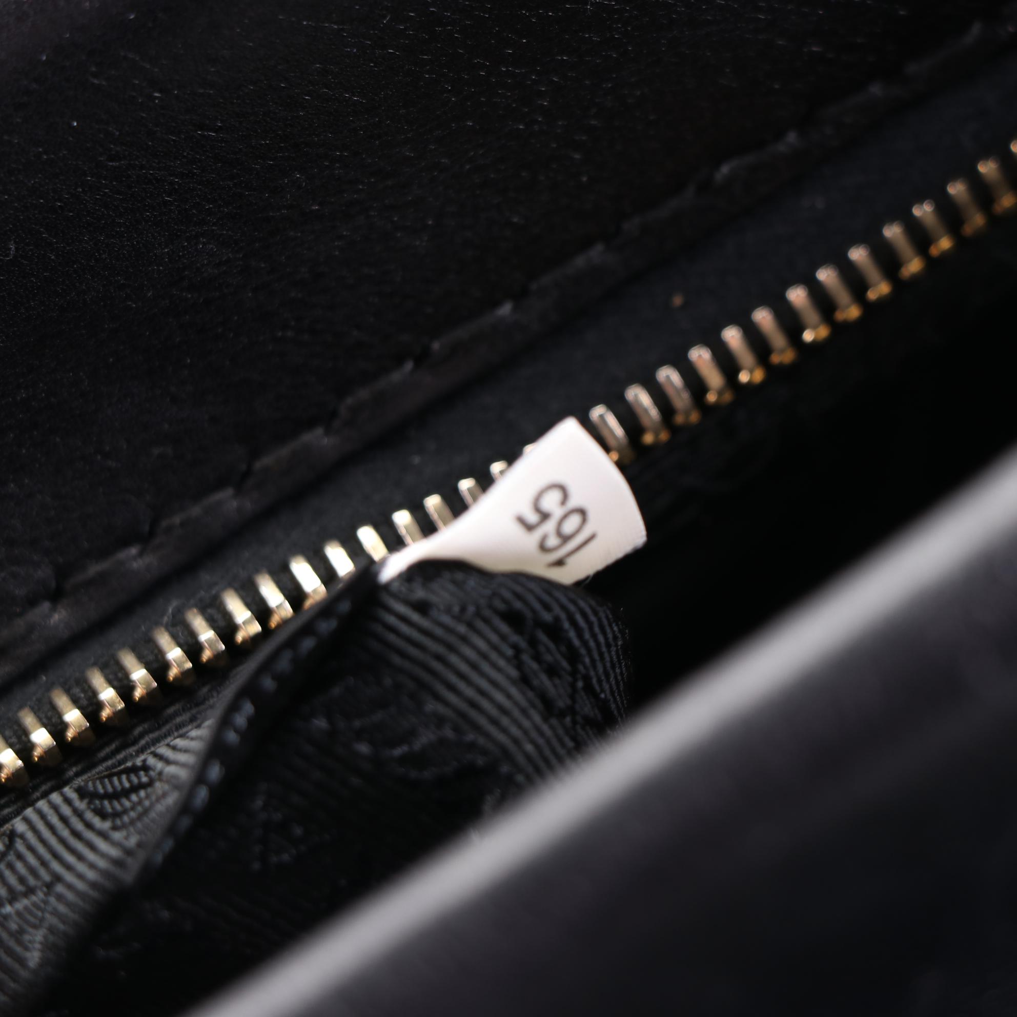 Prada Large Tessuto Frame Tote in Black Nylon and Leather Trim