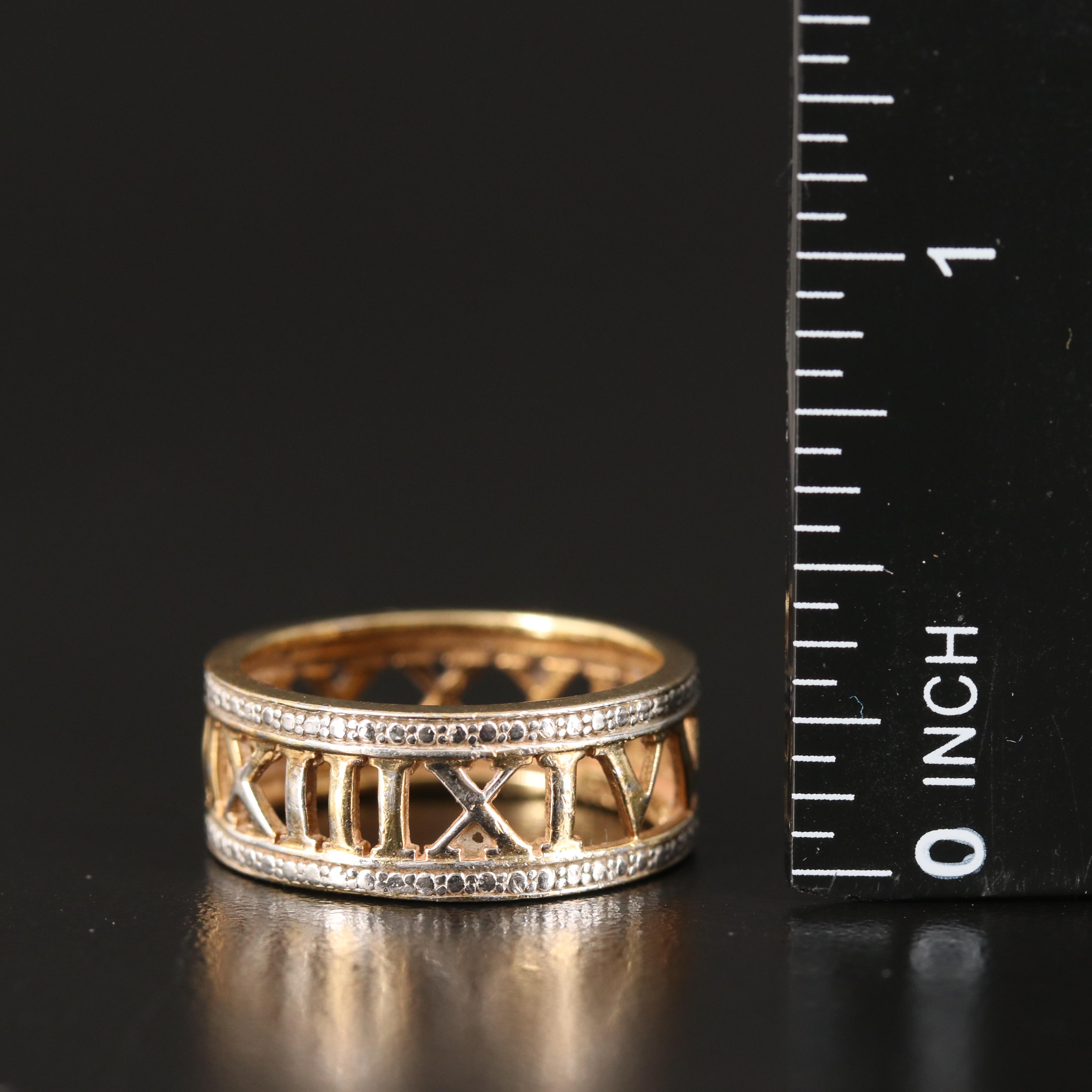 Diamond Roman Numeral Band in Sterling
